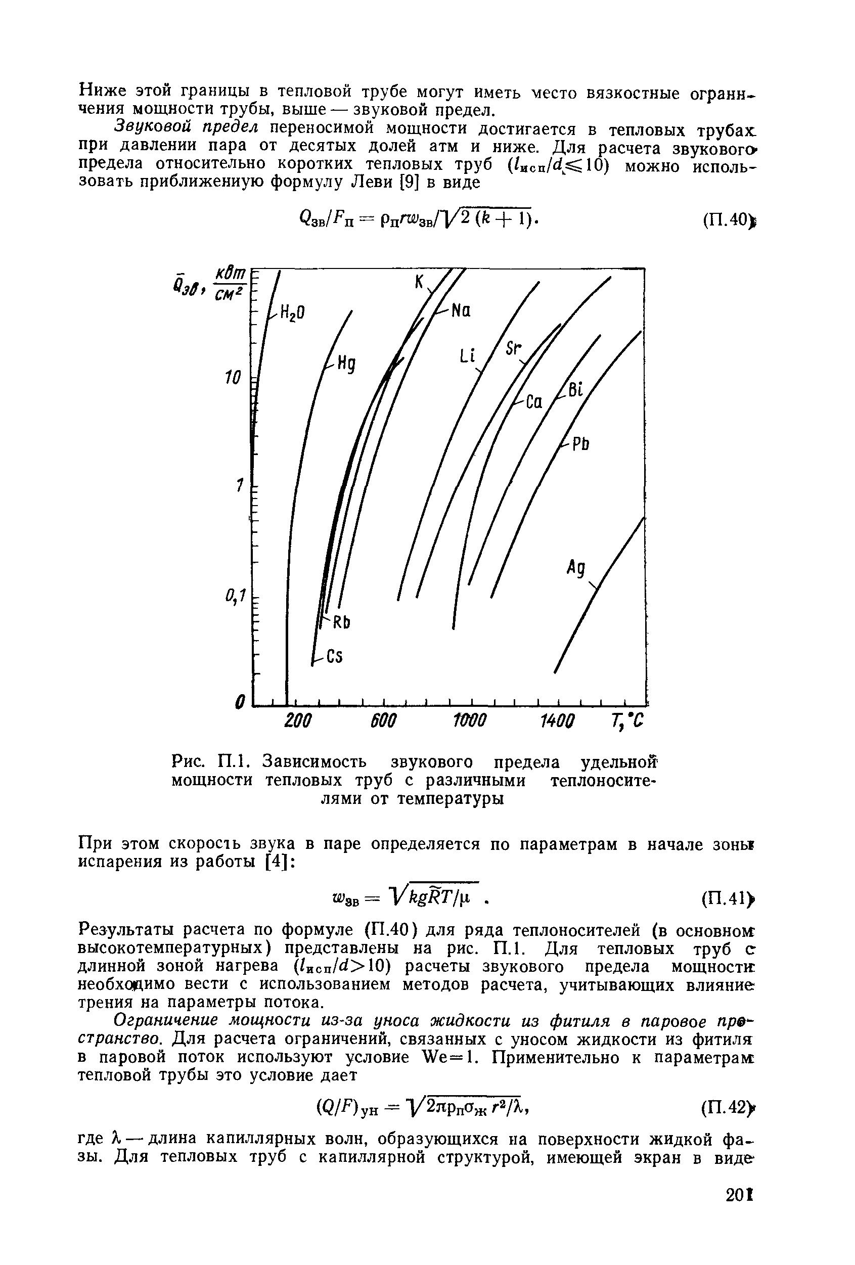 Ниже этой границы в тепловой трубе могут иметь место вязкостные ограничения мощности трубы, выше — звуковой предел.
