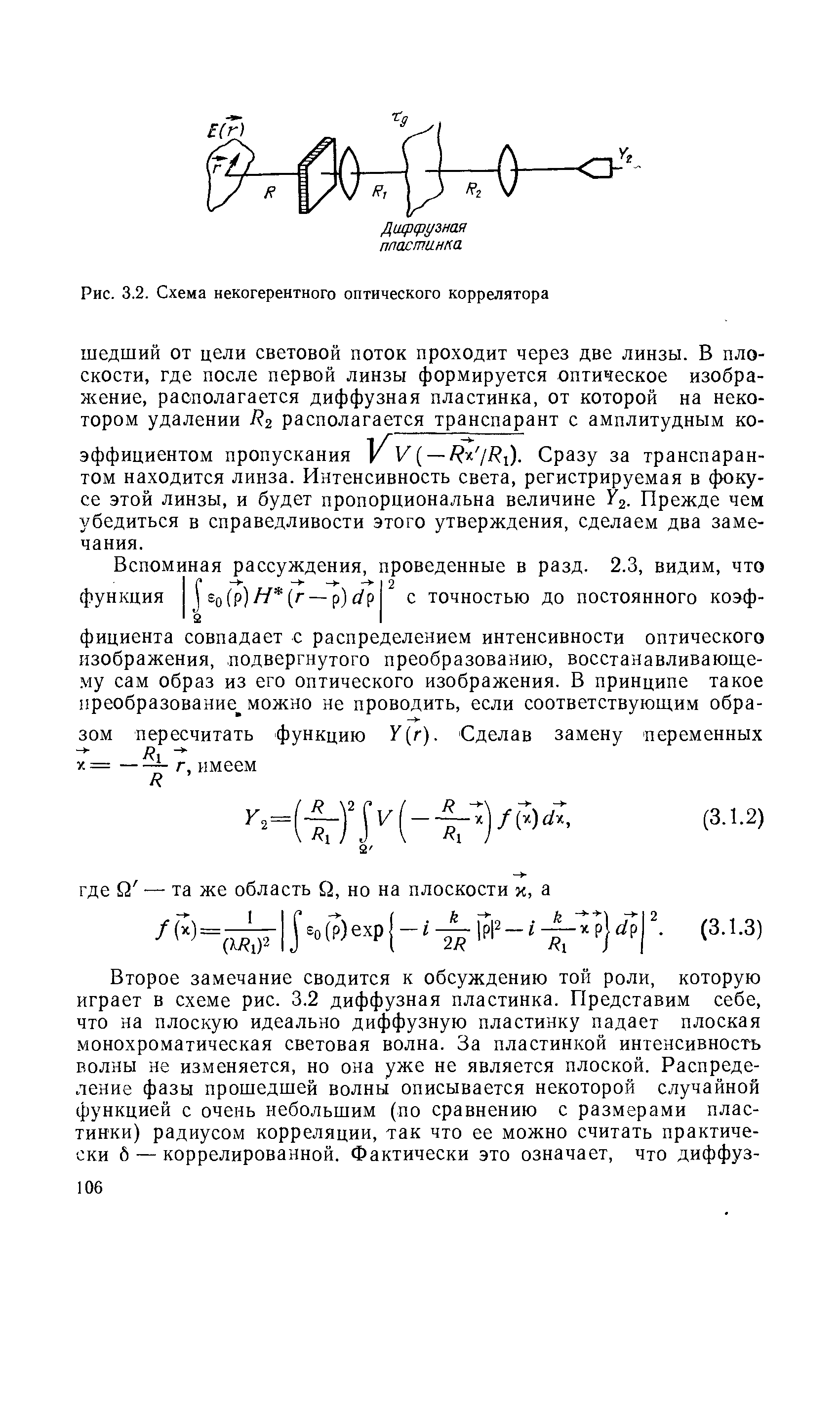 Рис. 3.2. Схема некогерентного оптического коррелятора
