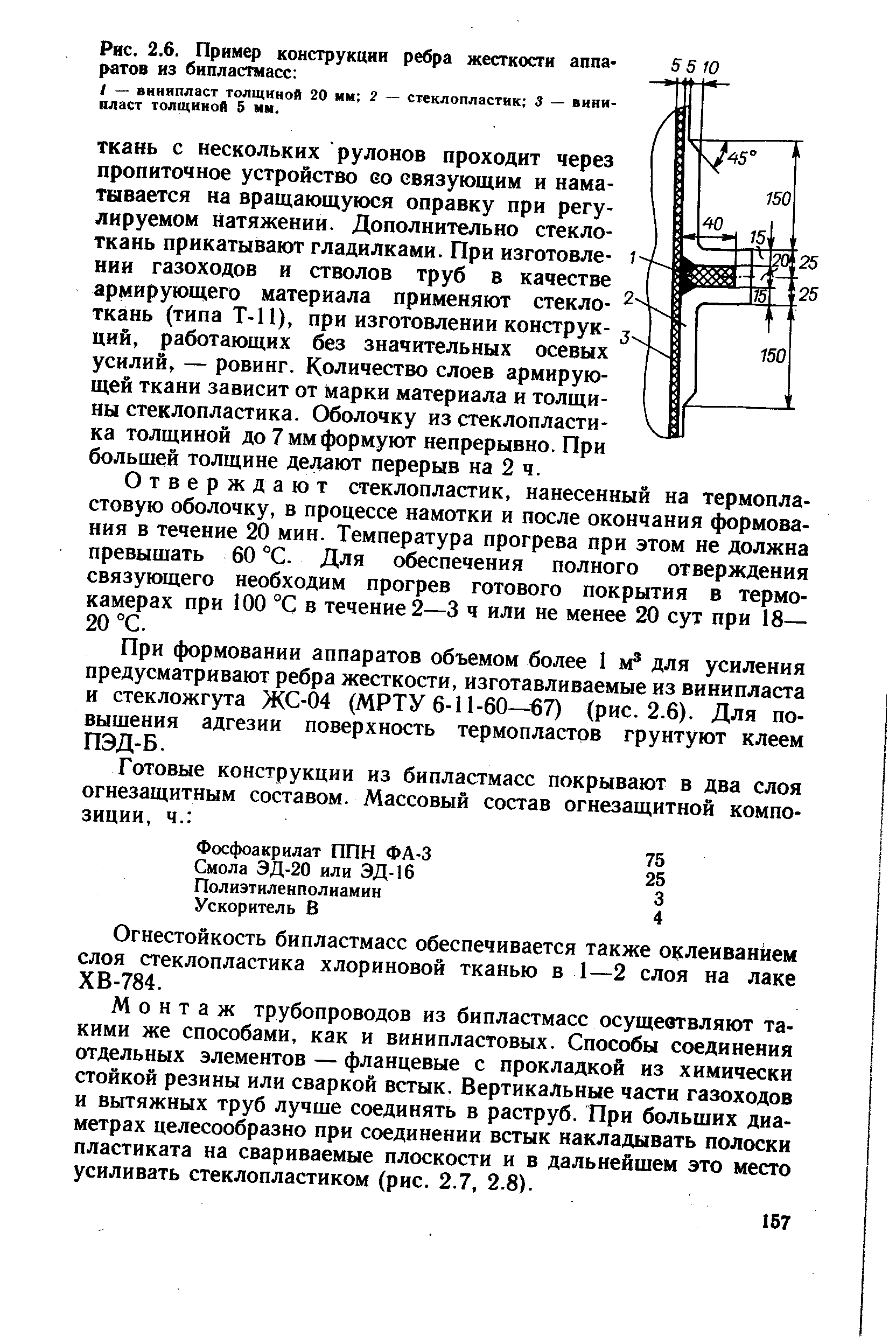 Рис. 2.6. Пример конструкции ребра жесткости аппаратов из бипластмасс 
