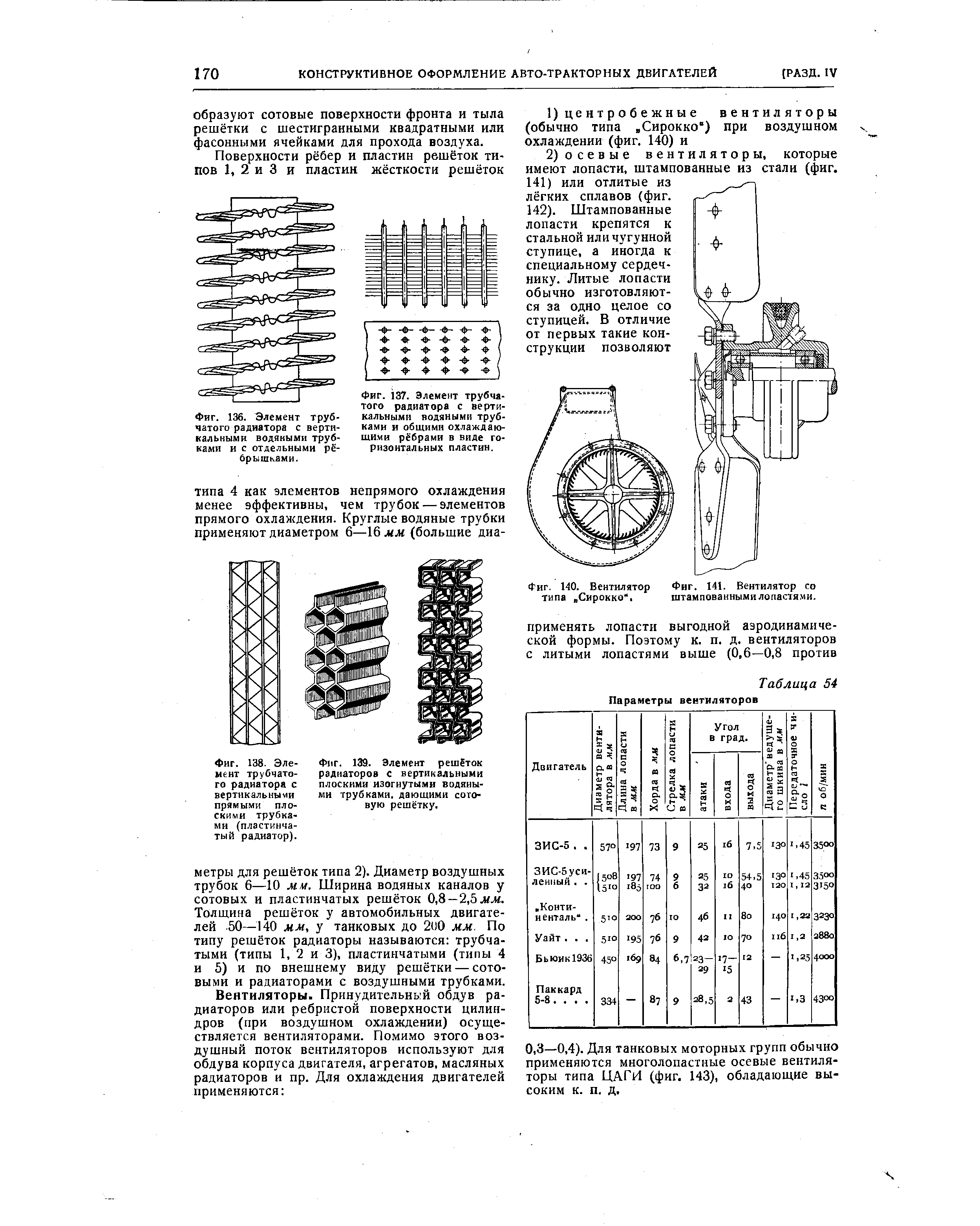 Фиг. 136. Элемент трубчатого радиатора с вертикальными водяными трубками и с отдельными рёбрышками.
