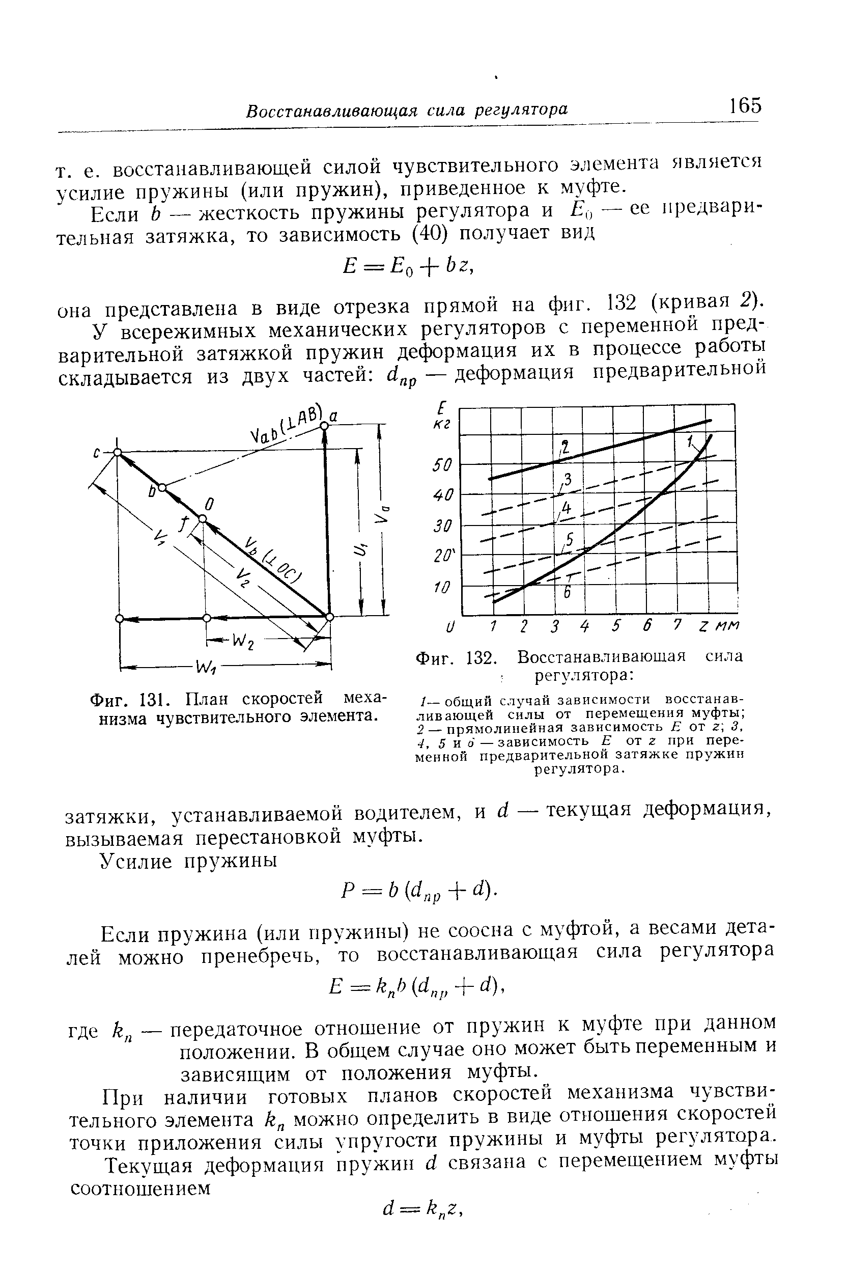 Фиг. 132. Восстанавливающая сила. регулятора 
