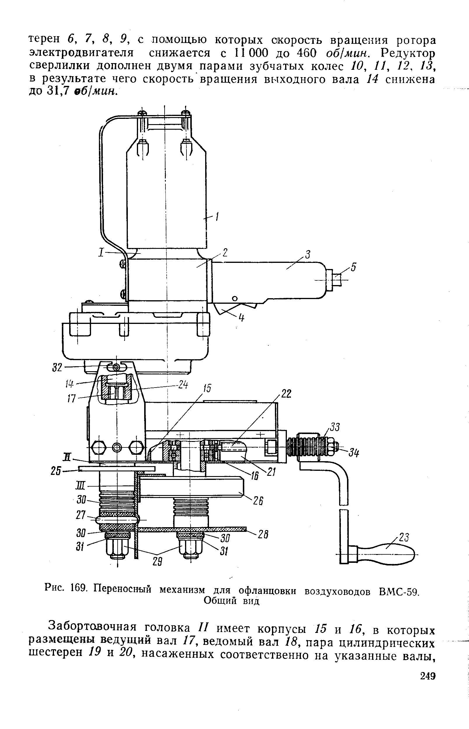 Рис. 169. Переносный механизм для офланцовки воздуховодов ВМС-59.
