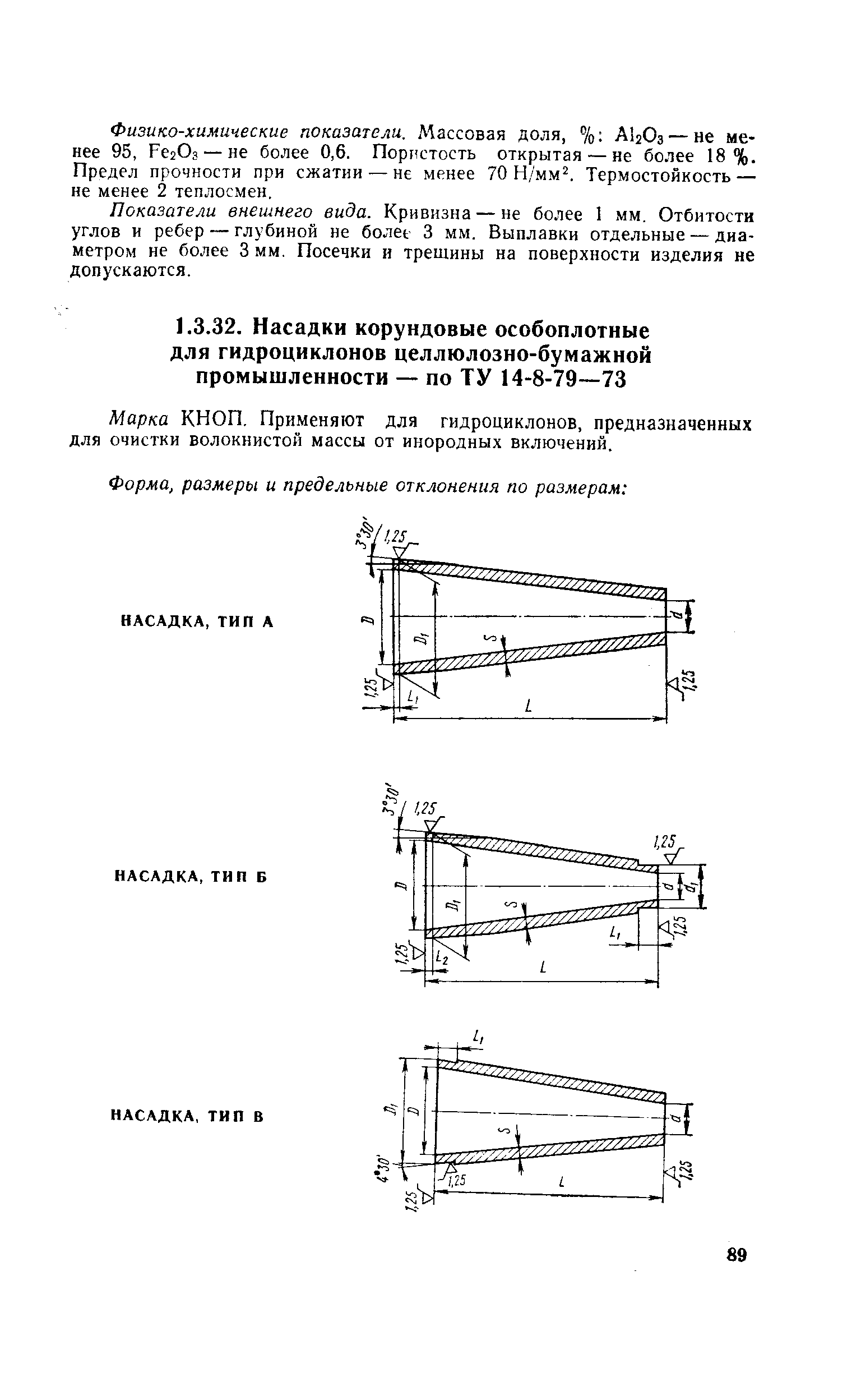 Марка КНОП, Применяют для гидроциклонов, предназначенных для очистки волокнистой массы от инородных включений.
