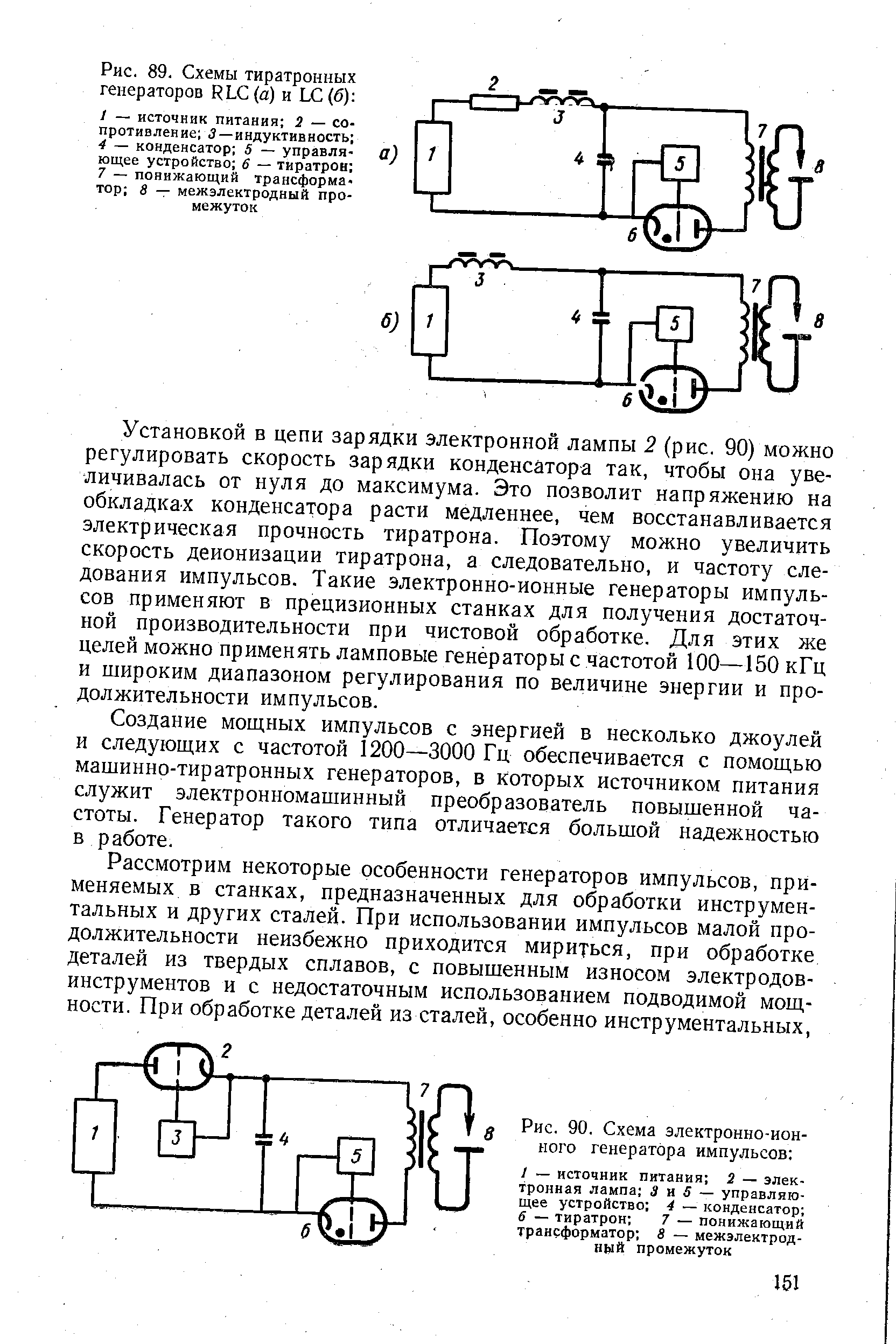 Рис. 89. Схемы тиратронных генераторов RL (а) и L (б) 
