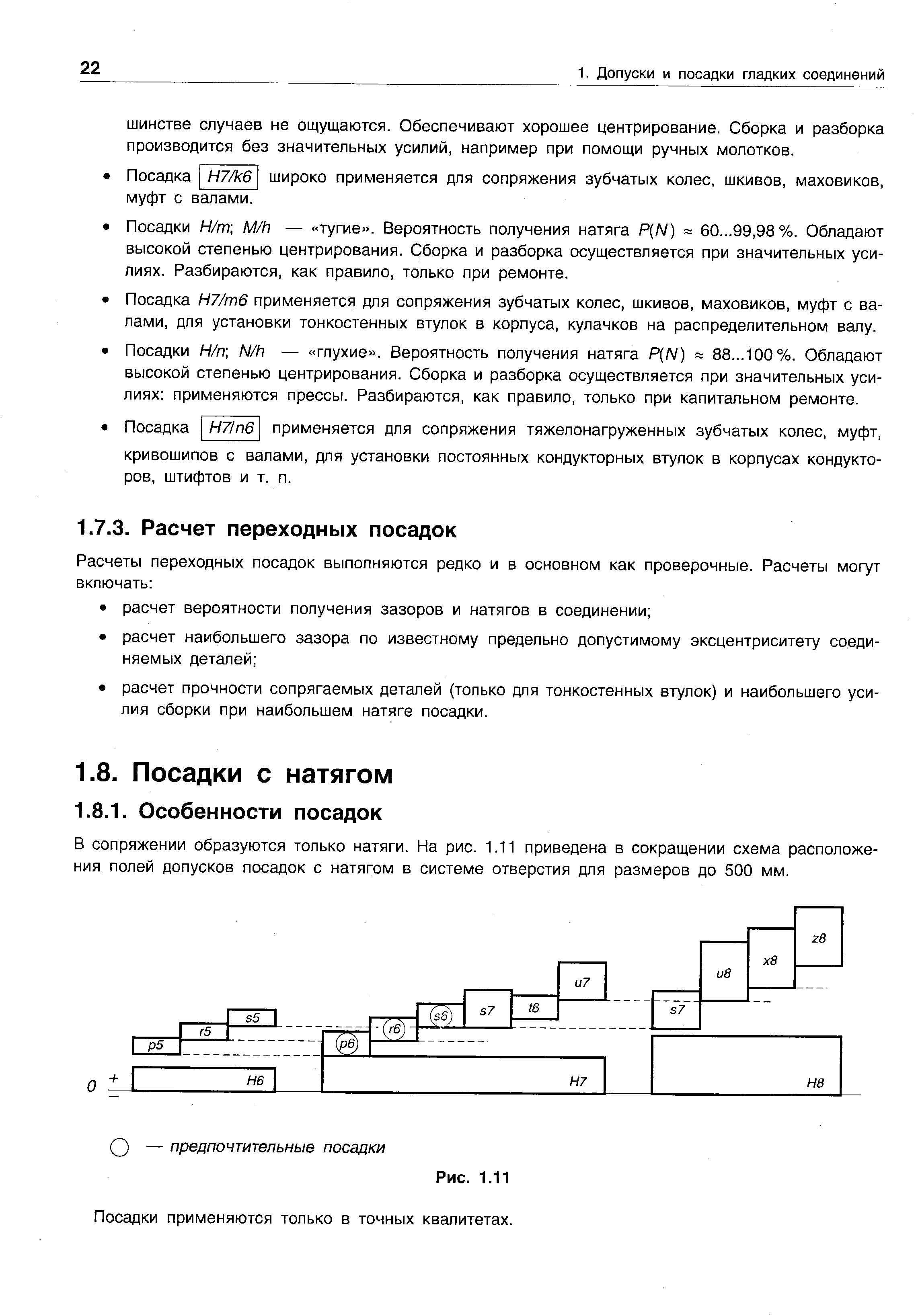 Посадки применяются только в точных квалитетах.
