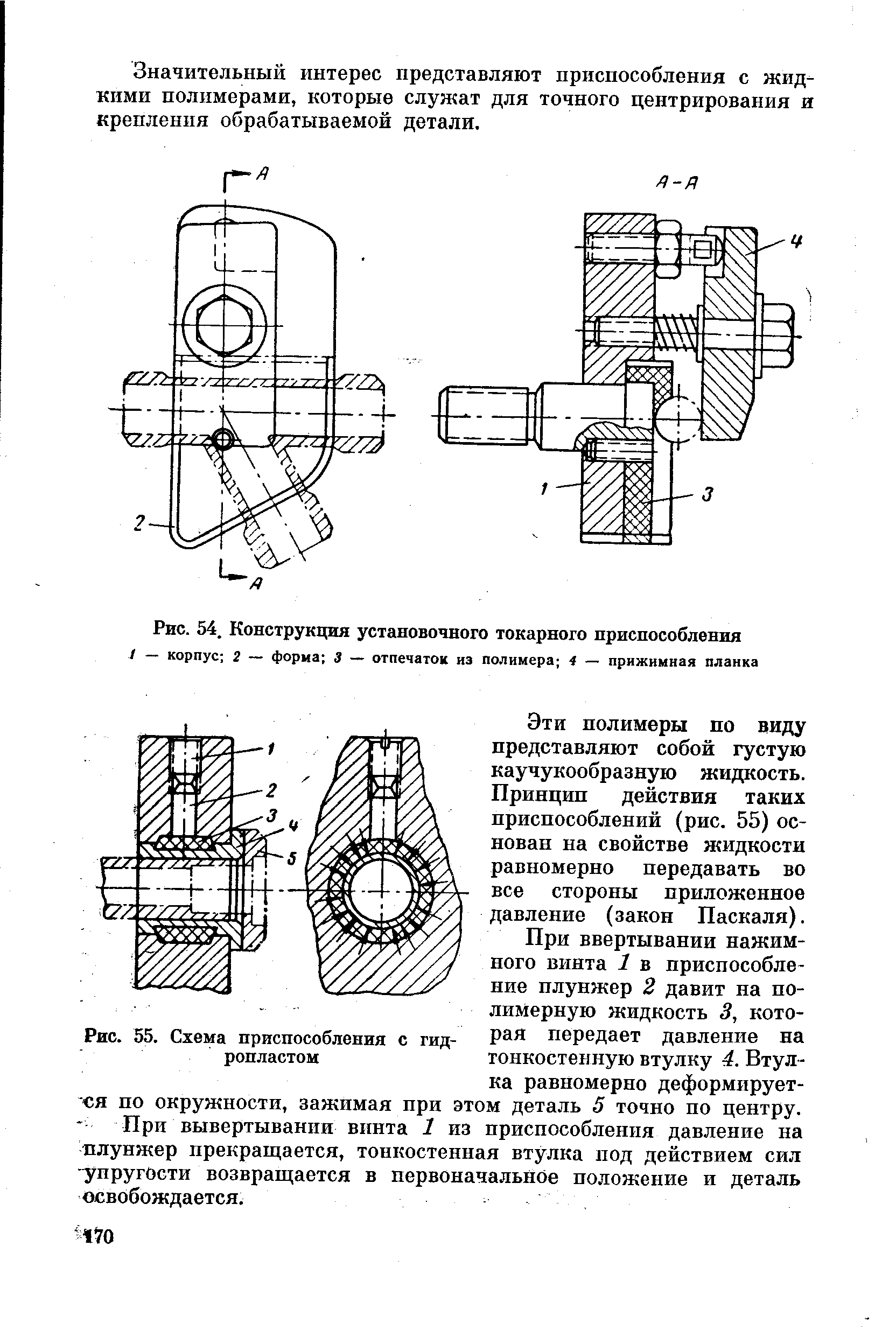 Рис. 55. Схема приспособления с гидропластом
