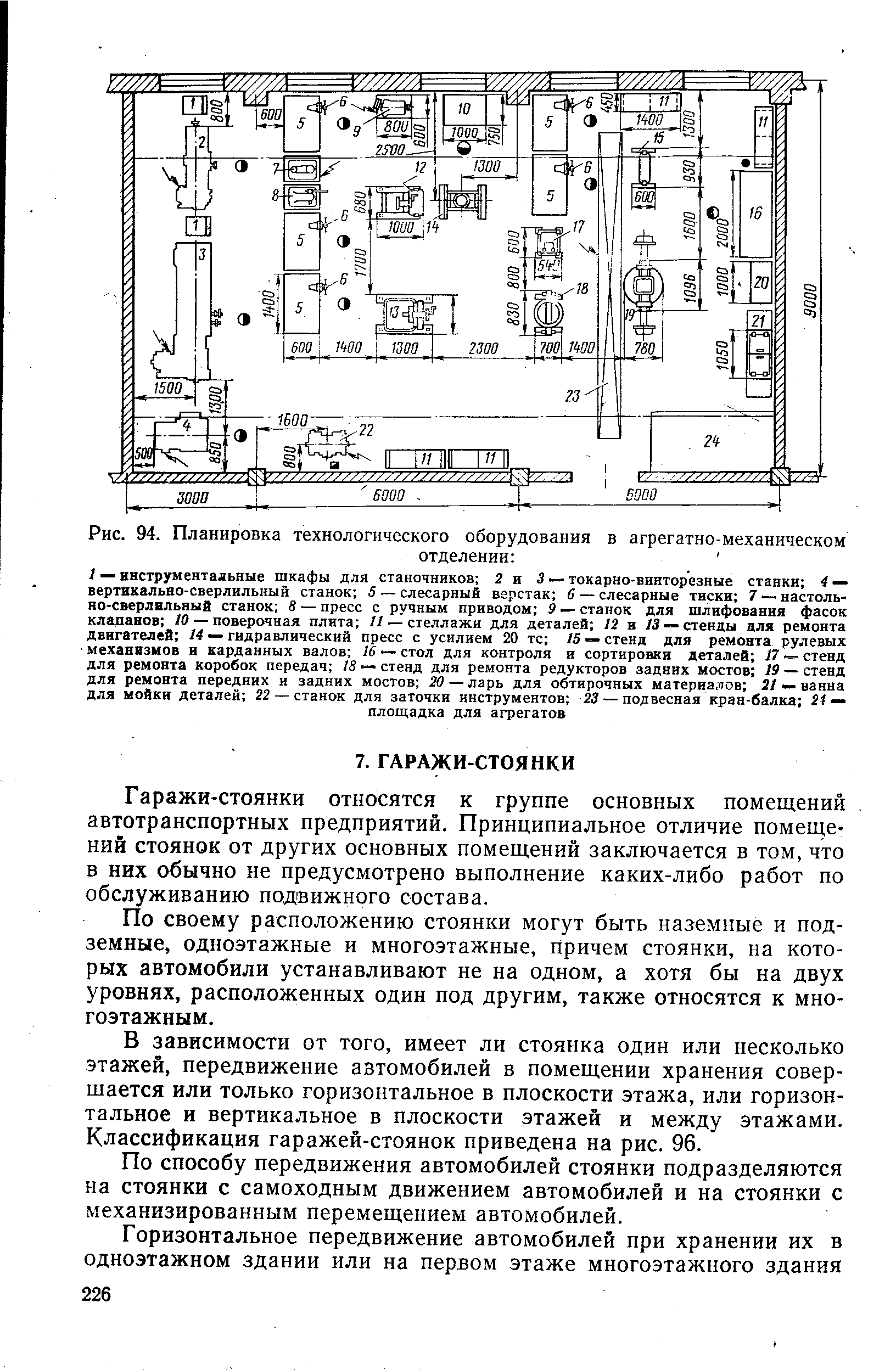 Рис. 94. Планировка технологического оборудования в агрегатно-механическом
