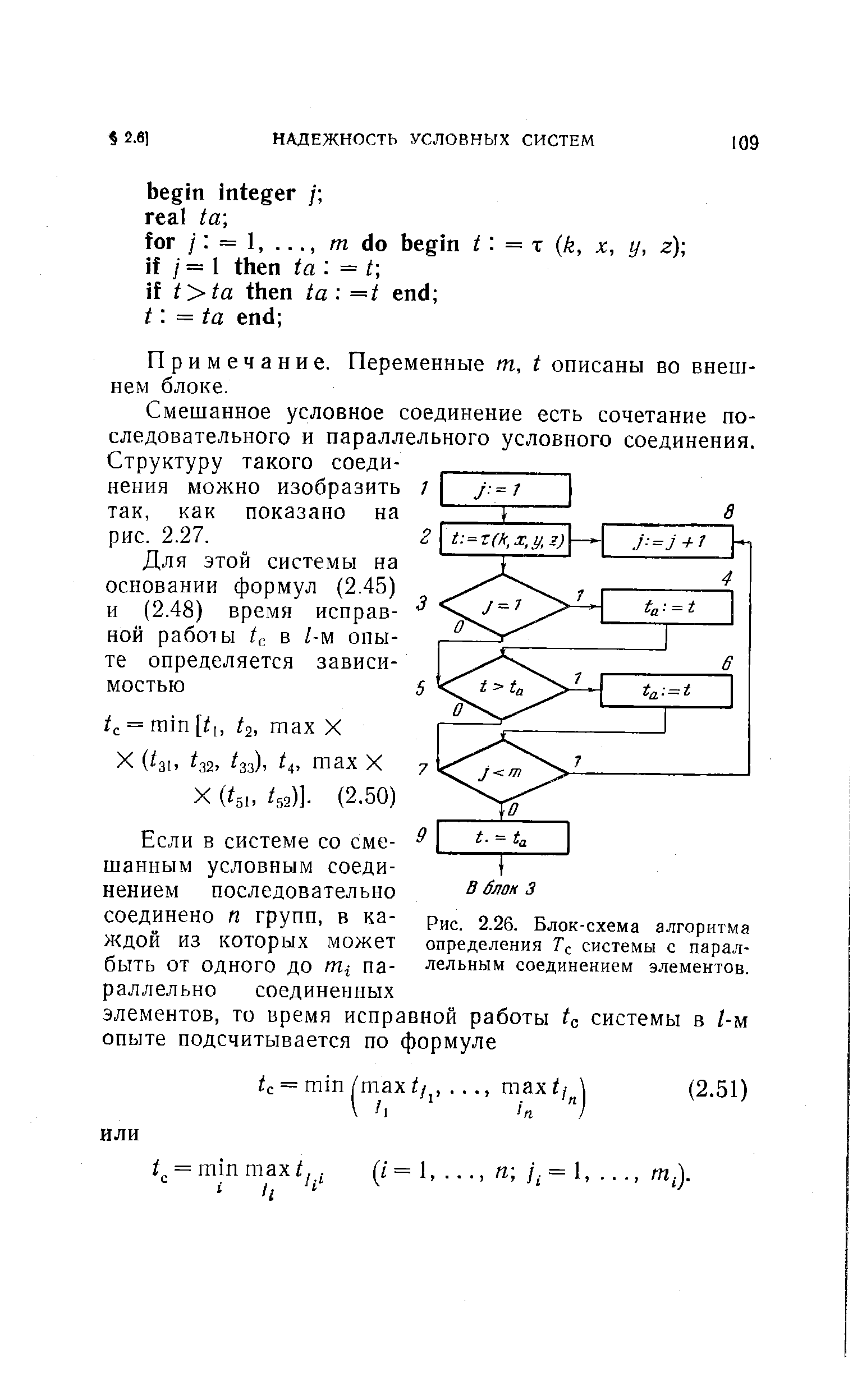 Рис. 2.26. Блок-схема алгоритма определения Тс системы с <a href="/info/158922">параллельным соединением</a> элементов.
