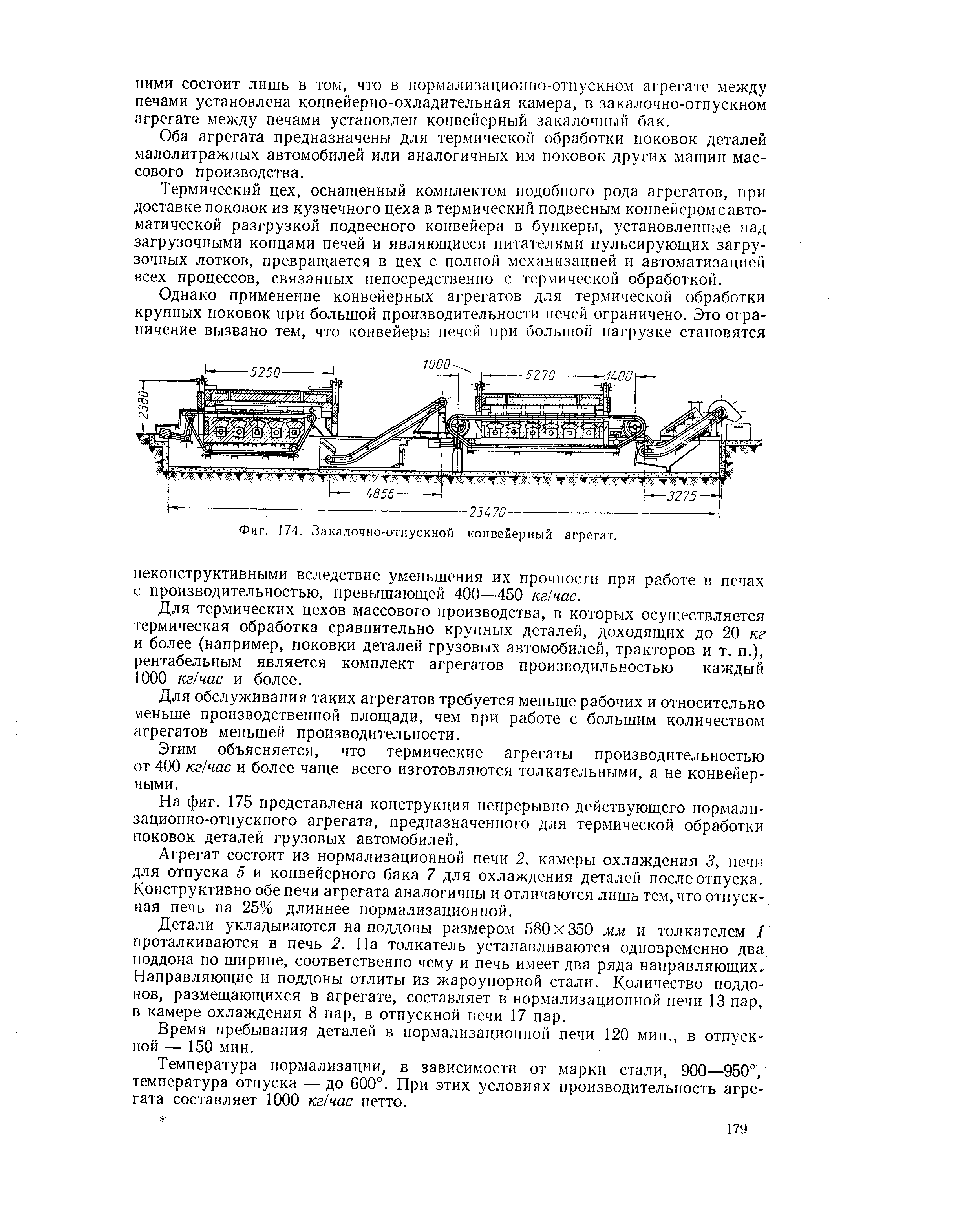 Фиг. 174. Закалочно-отпускной конвейерный агрегат.
