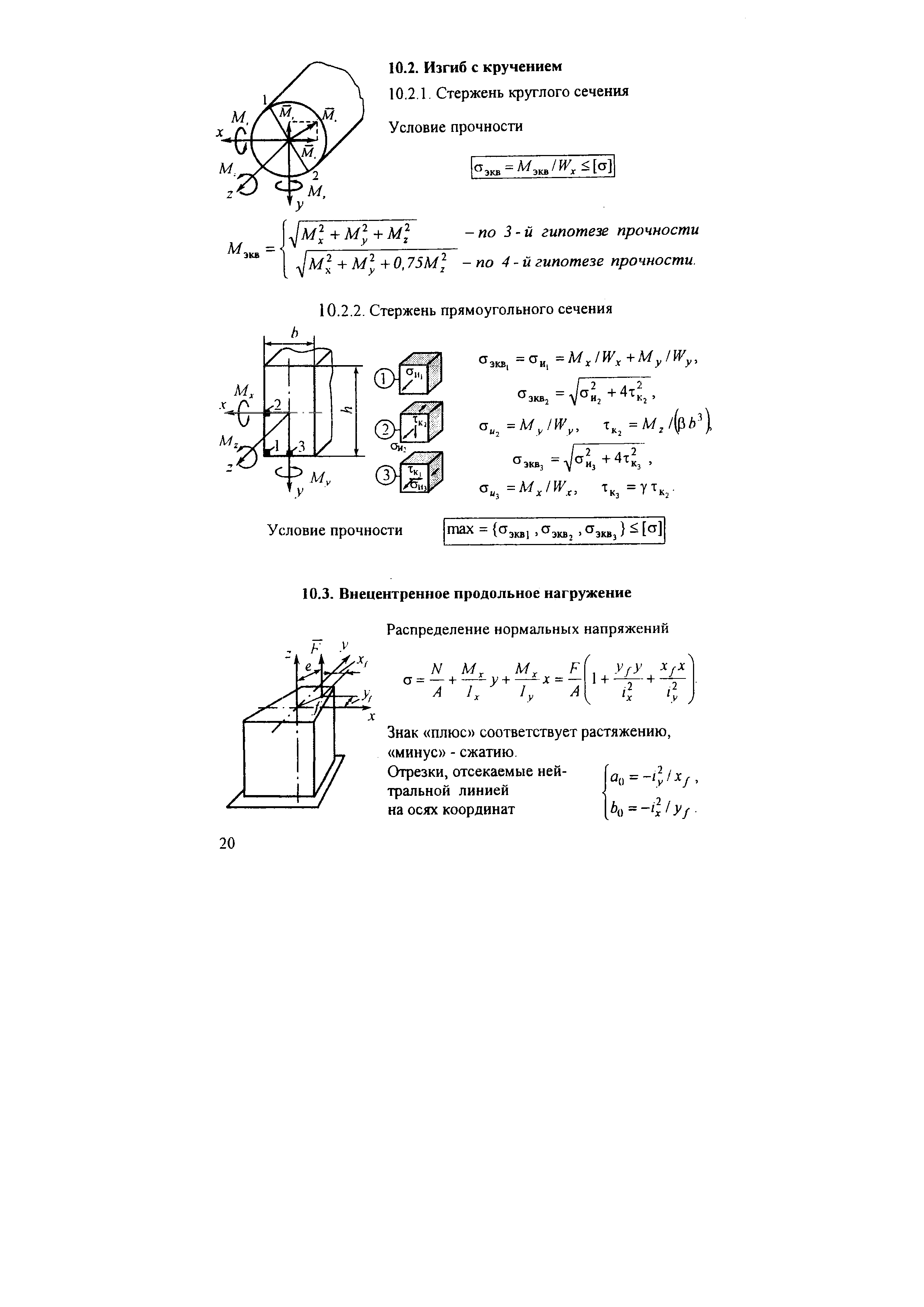 Знак плюс соответствует растяжению, минус - сжатию.
