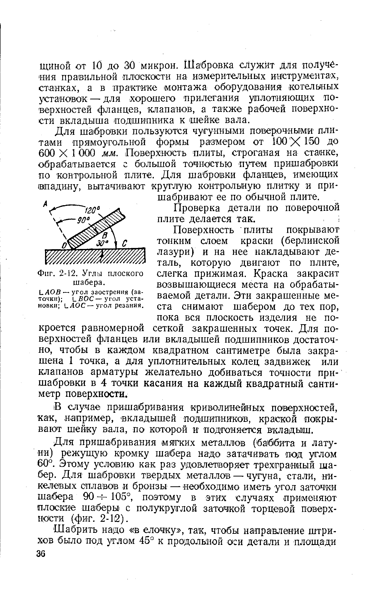 Для шабровки пользуются чугунными поверочным плитами прямоугольной формы р.аз мером от 100 X I SiO до 600 X 1 ООО мм. Поверхность плиты, строганая на станке, обрабатывается с большой точностью путем пришабровки по контрольной плите. Для шабровки фланцев, имеющих ипадину, вытачивают круглую контрольную плитку и пришабривают ее по обычной плите.
