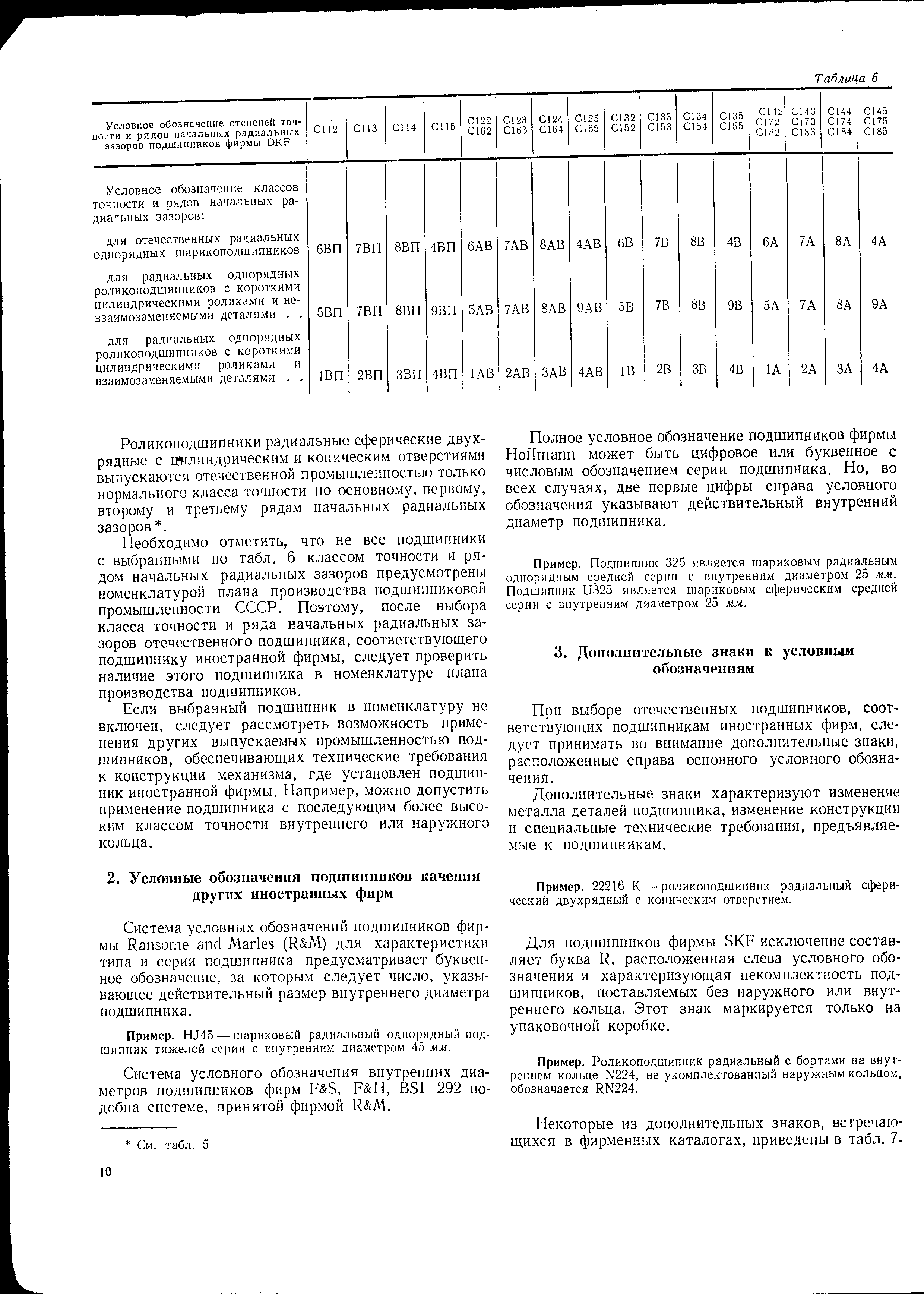 Система условных обозначений подшипников фирмы Ransome and Maries (R M) для характеристики типа и серии подшипника предусматривает буквенное обозначение, за которым следует число, указывающее действительный размер внутреннего диаметра подшипника.
