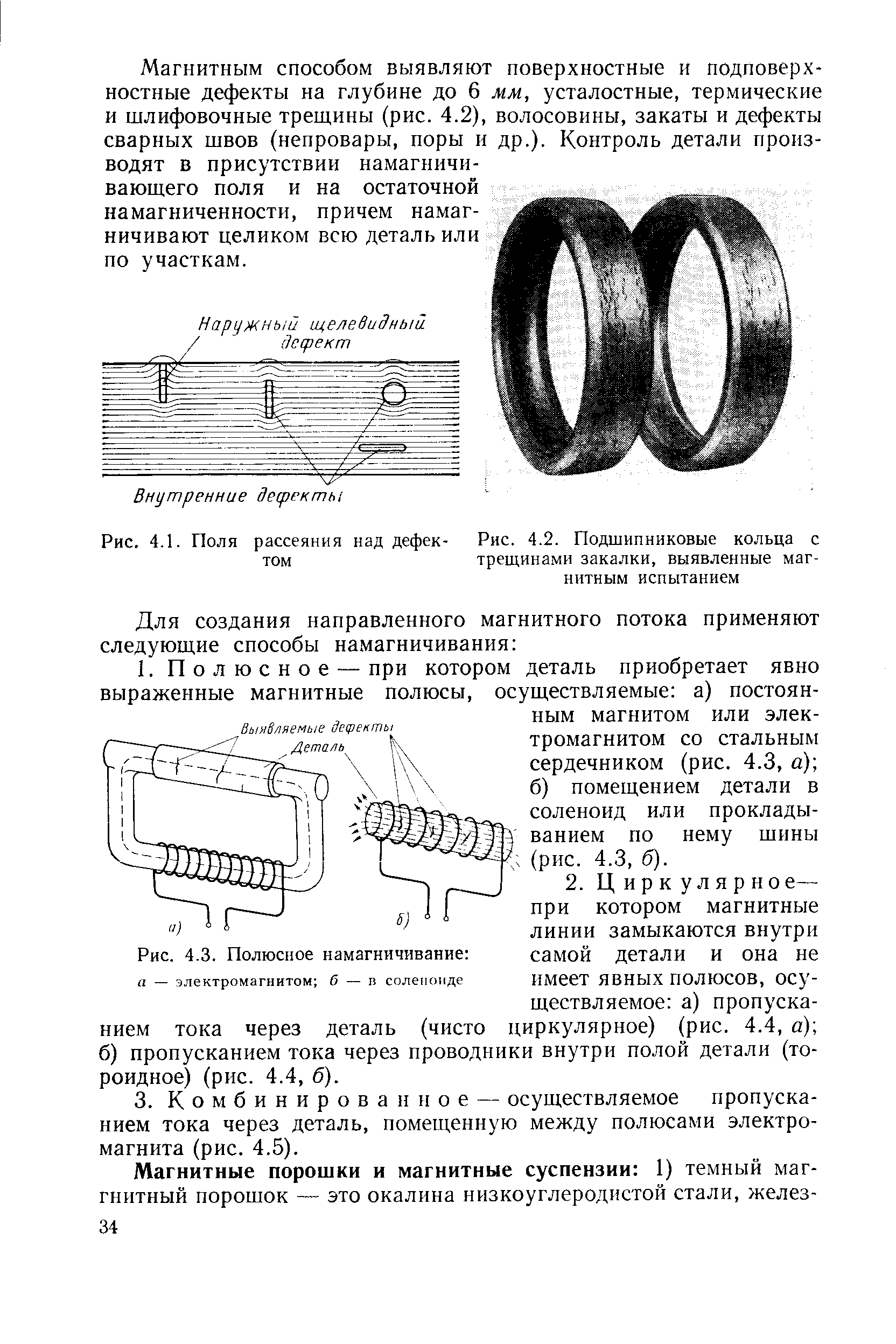 Рис. 4.2. Подшипниковые кольца с трещинами закалки, выявленные магнитным испытанием
