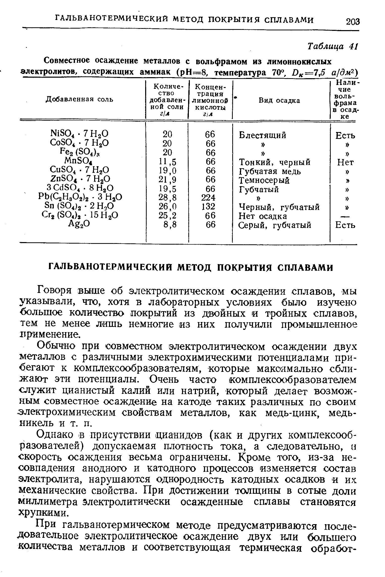 Говоря выше об электролитическом осаждении сплавов, мы указывали, что, хотя в лабораторных условиях было изучено большое количество покрытий из двойных и тройных сплавов, тем не менее лишь немногие из них получили промышленное применение.
