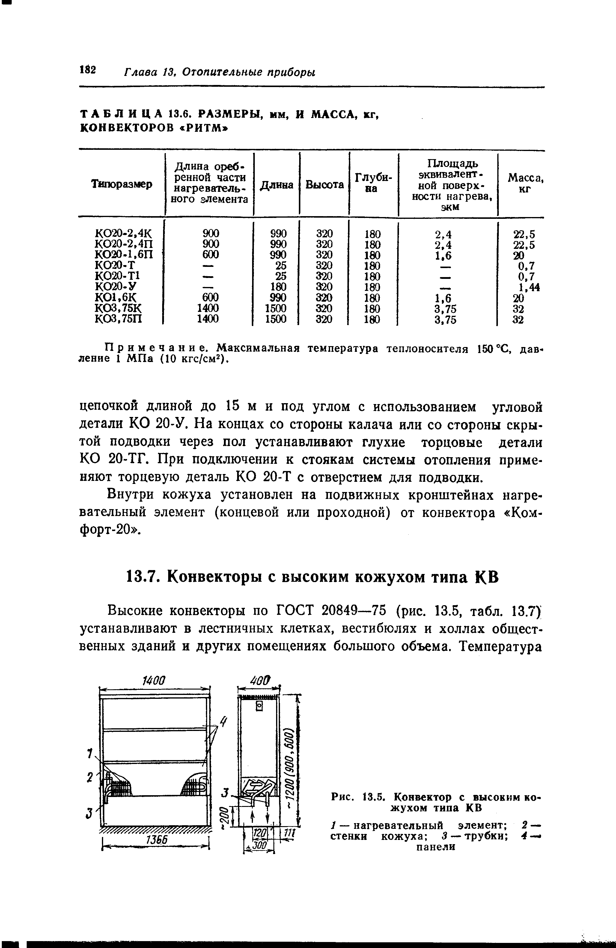 Примечание. Максимальная температура теплоносителя 150 С, дав ление 1 МПа (10 кгс/см ).
