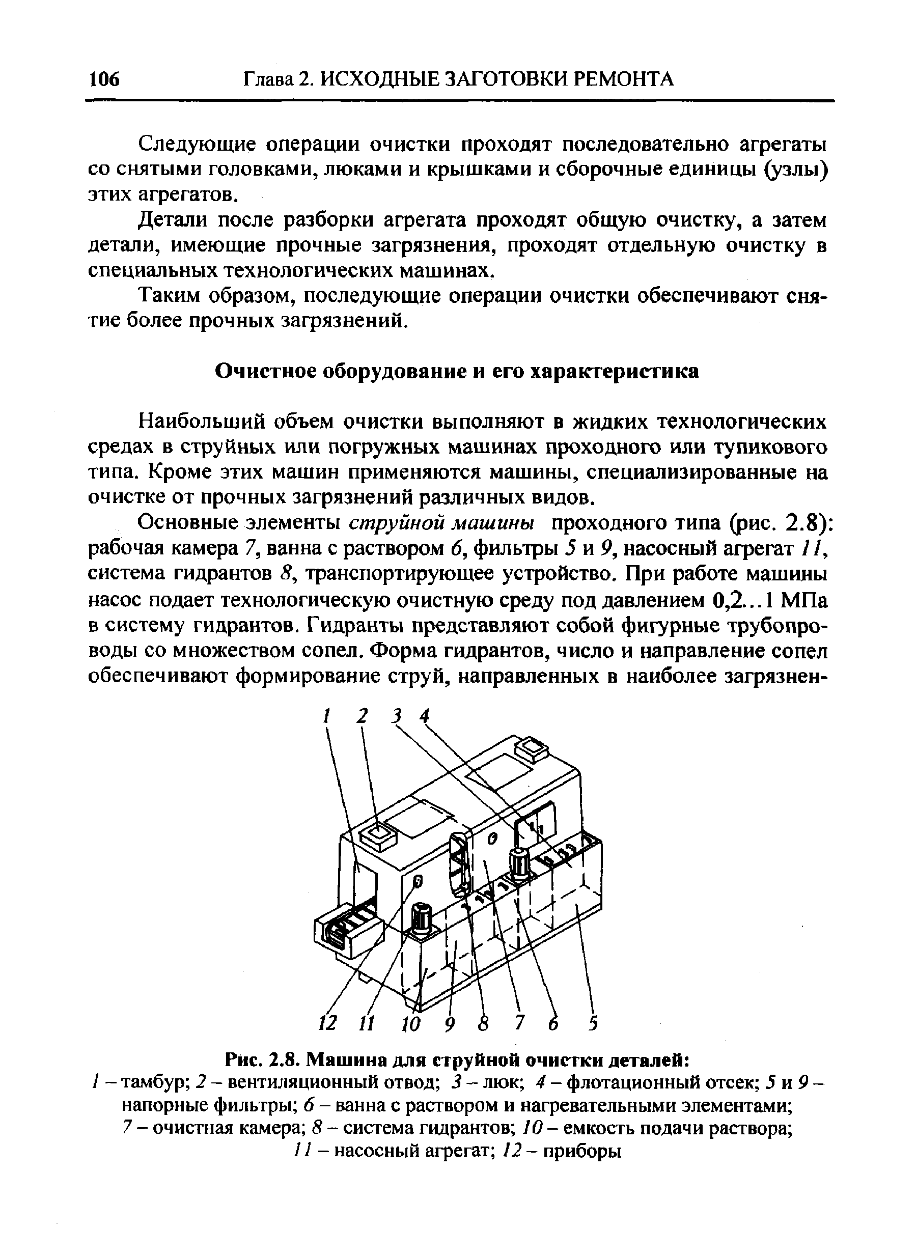 Наибольший объем очистки выполняют в жидких технологических средах в струйных или погружных машинах проходного или тупикового типа. Кроме этих машин применяются машины, специализированные на очистке от прочных загрязнений различных видов.
