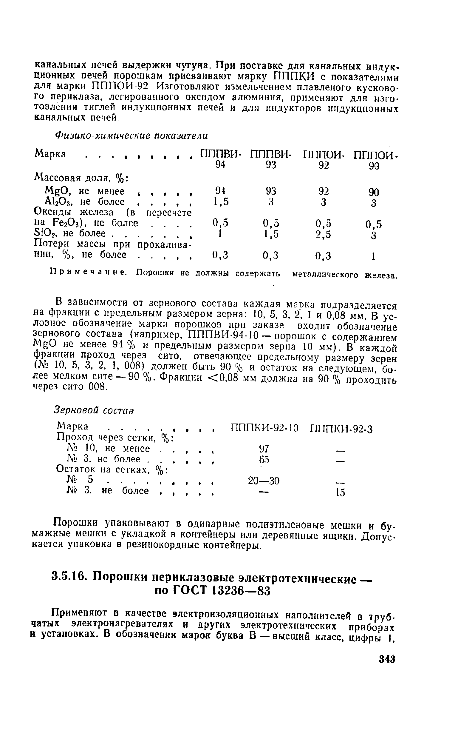 Применяют в качестве электроизоляционных наполнителей в трубчатых электронагревателях и других электротехнических приборах и установках. В обозначении марок буква В — высший класс, цифры 1.
