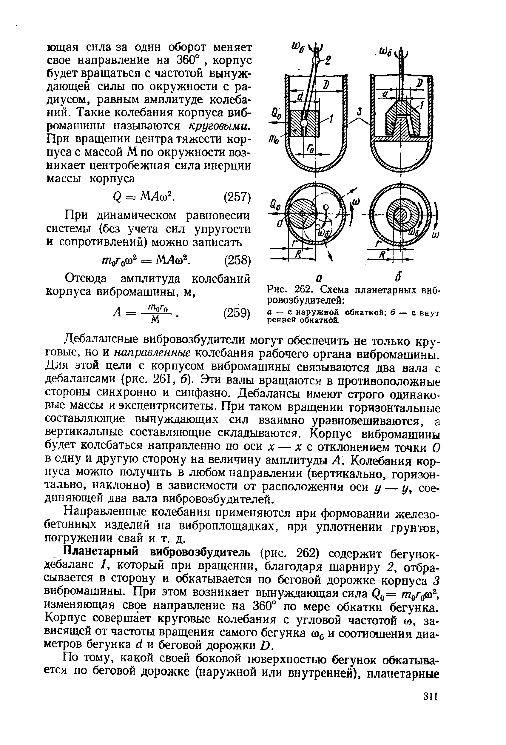 Рис. 262. Схема планетарных вибровозбудителей 

