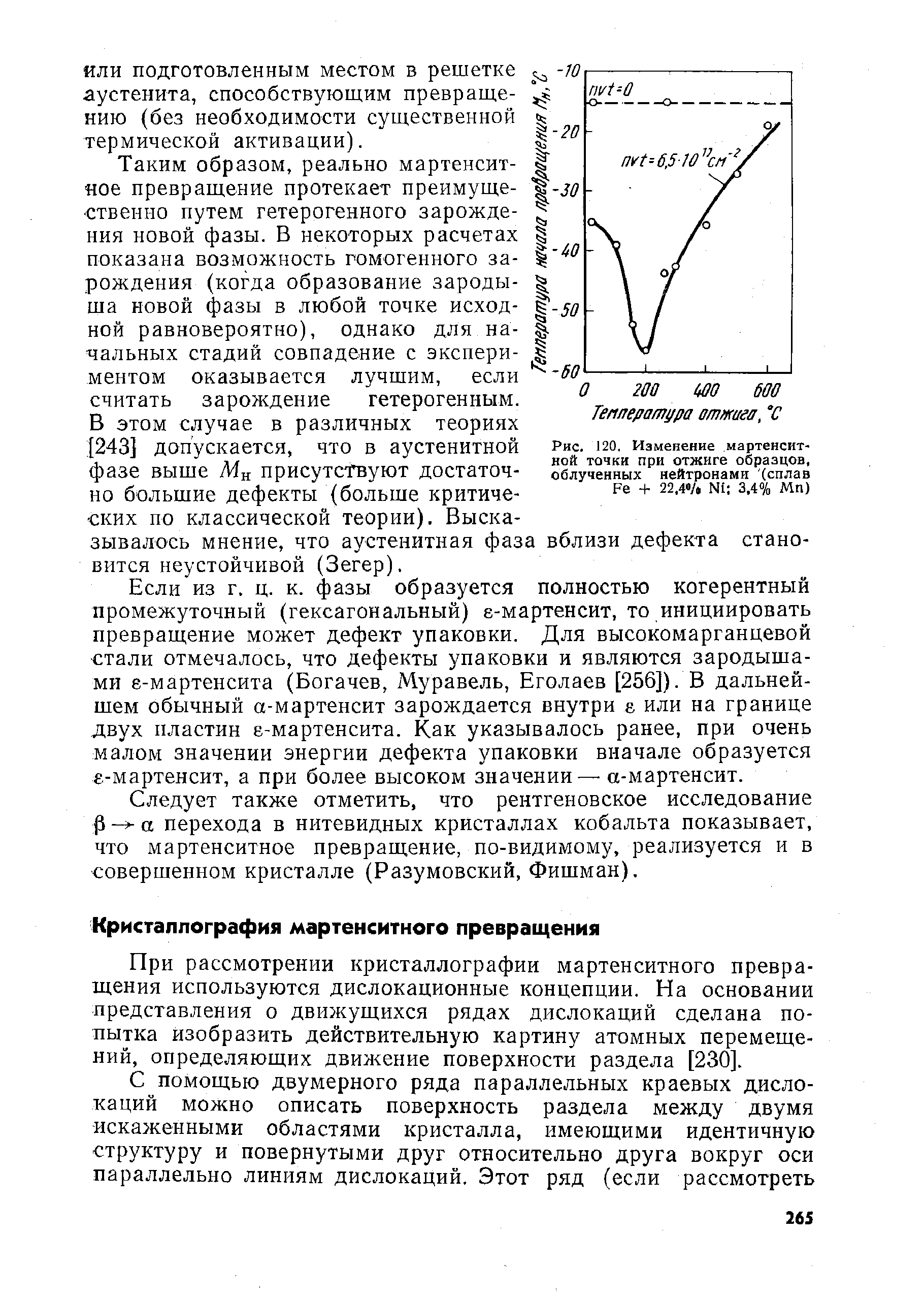 При рассмотрении кристаллографии мартенситного превращения используются дислокационные концепции. На основании представления о движущихся рядах дислокаций сделана попытка изобразить действительную картину атомных перемещений, определяющих движение поверхности раздела [230].
