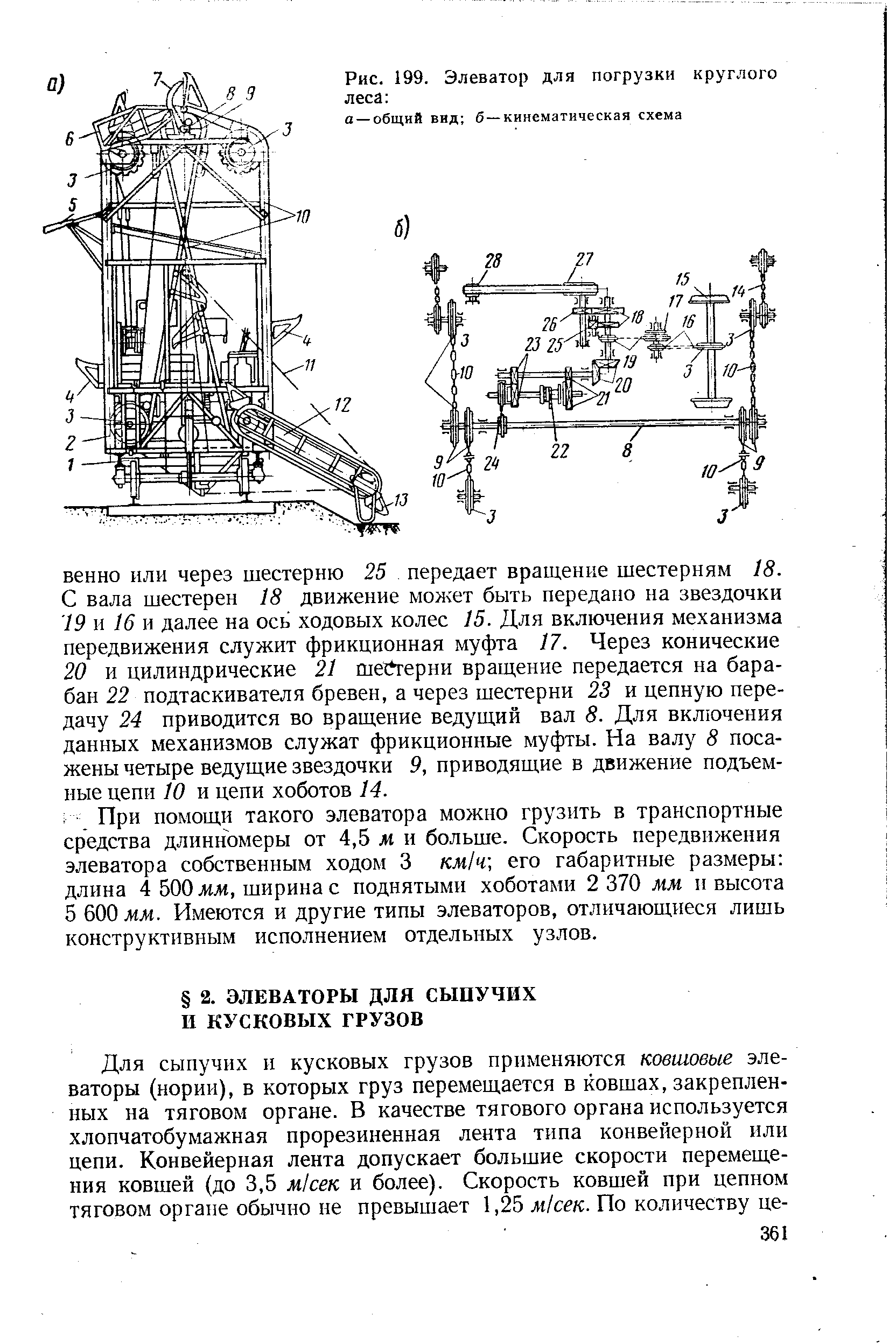 Рис. 199. Элеватор для погрузки круглого леса 
