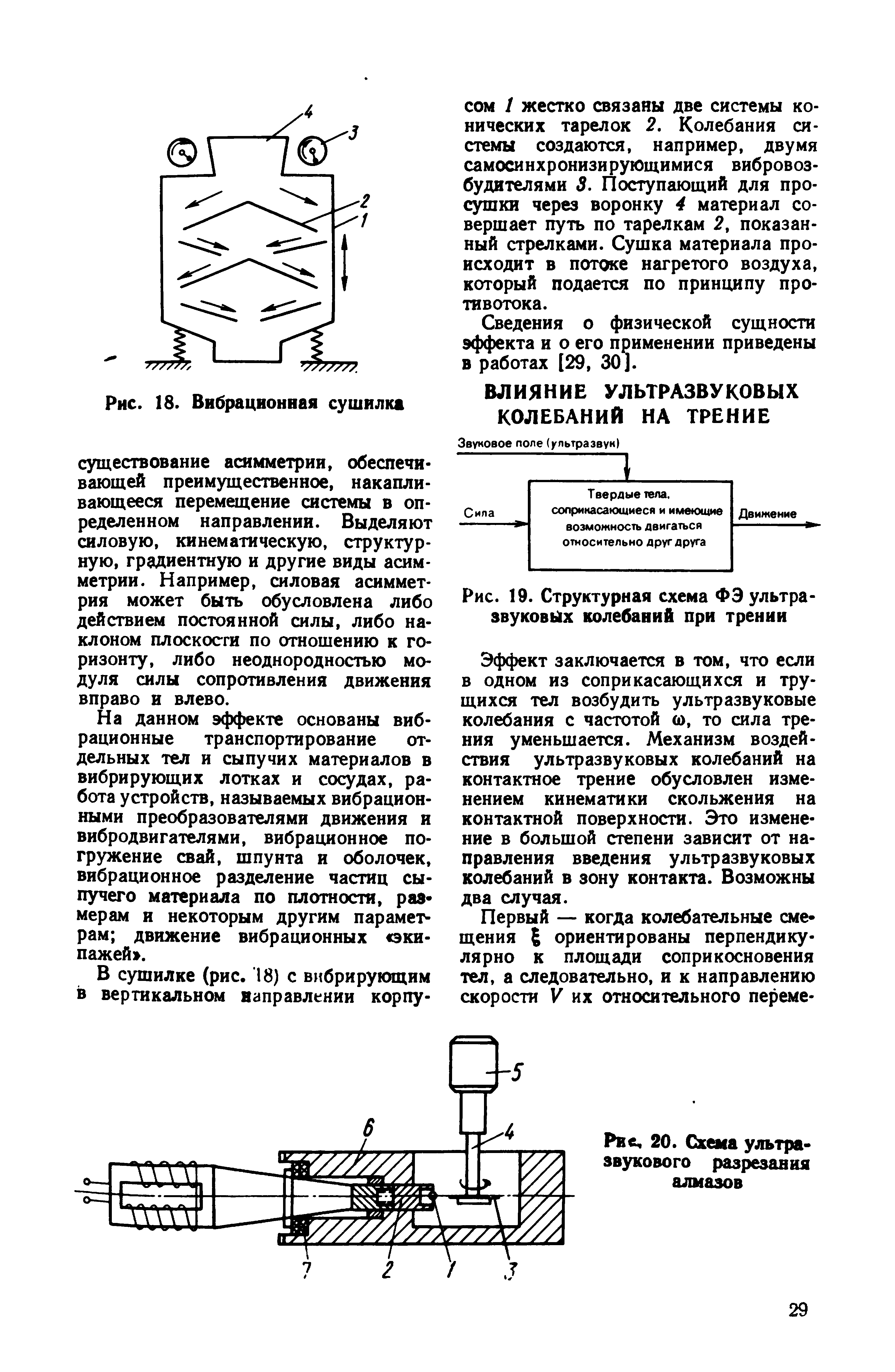 Эффект заключается в том, что если в одном из соприкасающихся и трущихся тел возбудить ультразвуковые колебания с частотой о), то сила трения уменьшается. Механизм воздействия ультразвуковых колебаний на контактное трение обусловлен изменением кинематики скольжения на контактной поверхности. Это изменение в большой степени зависит от направления введения ультразвуковых колебаний в зону контакта. Возможны два случая.
