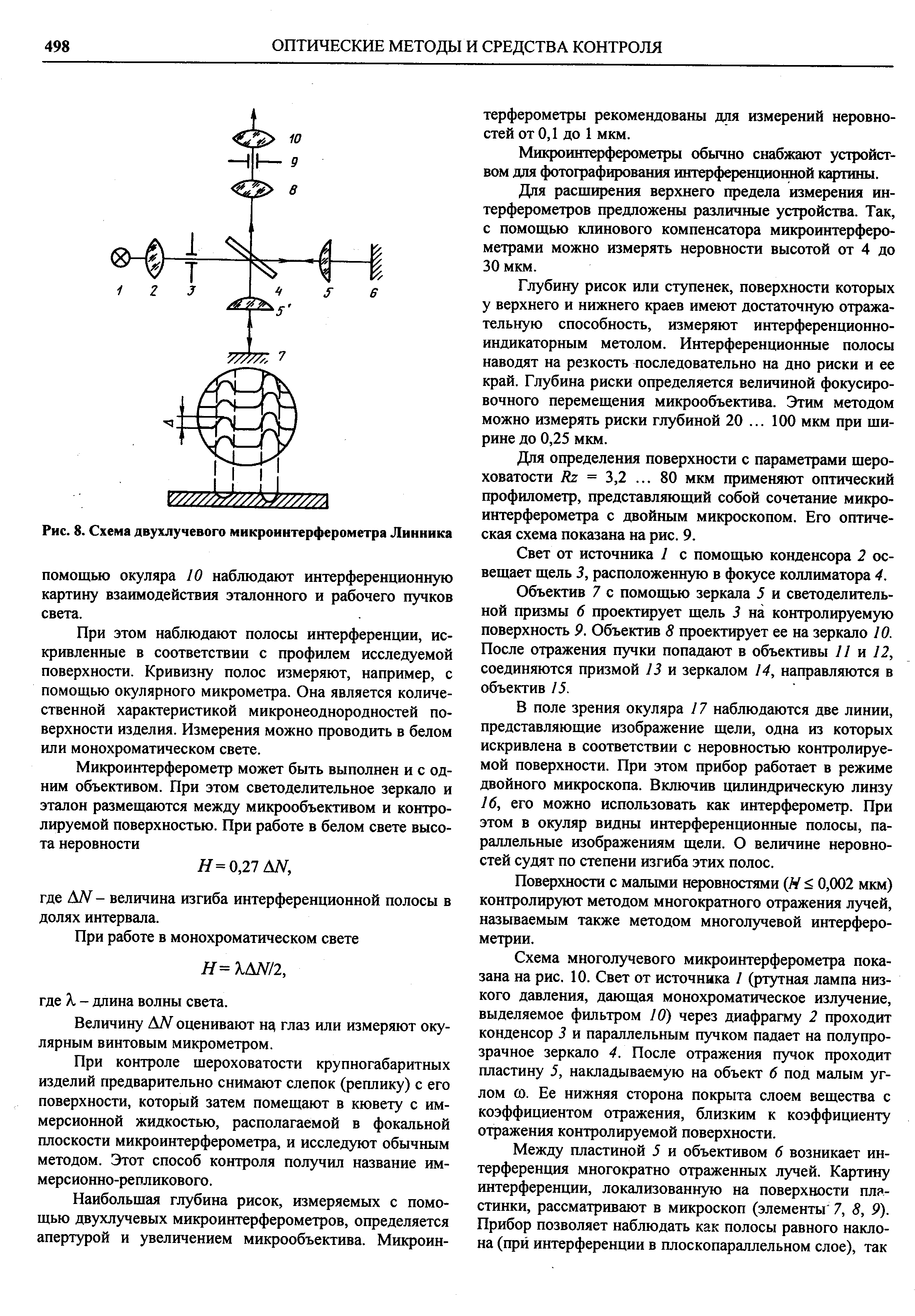 Рис. 8. Схема двухлучевого микроинтерферометра Линника
