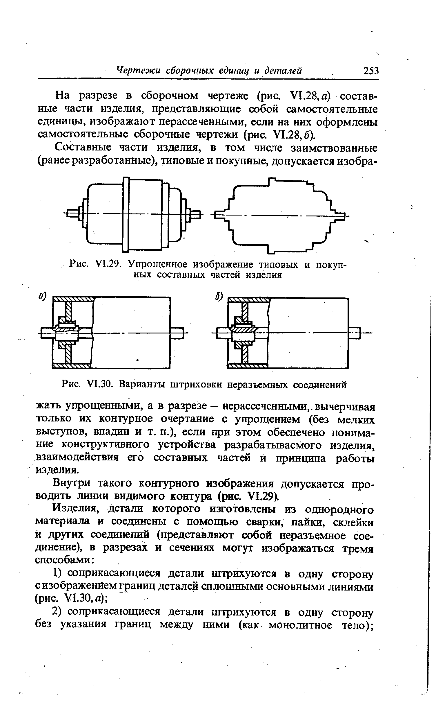 Рис. VI.29. <a href="/info/232726">Упрощенное изображение</a> типовых и покупных <a href="/info/598488">составных частей</a> изделия
