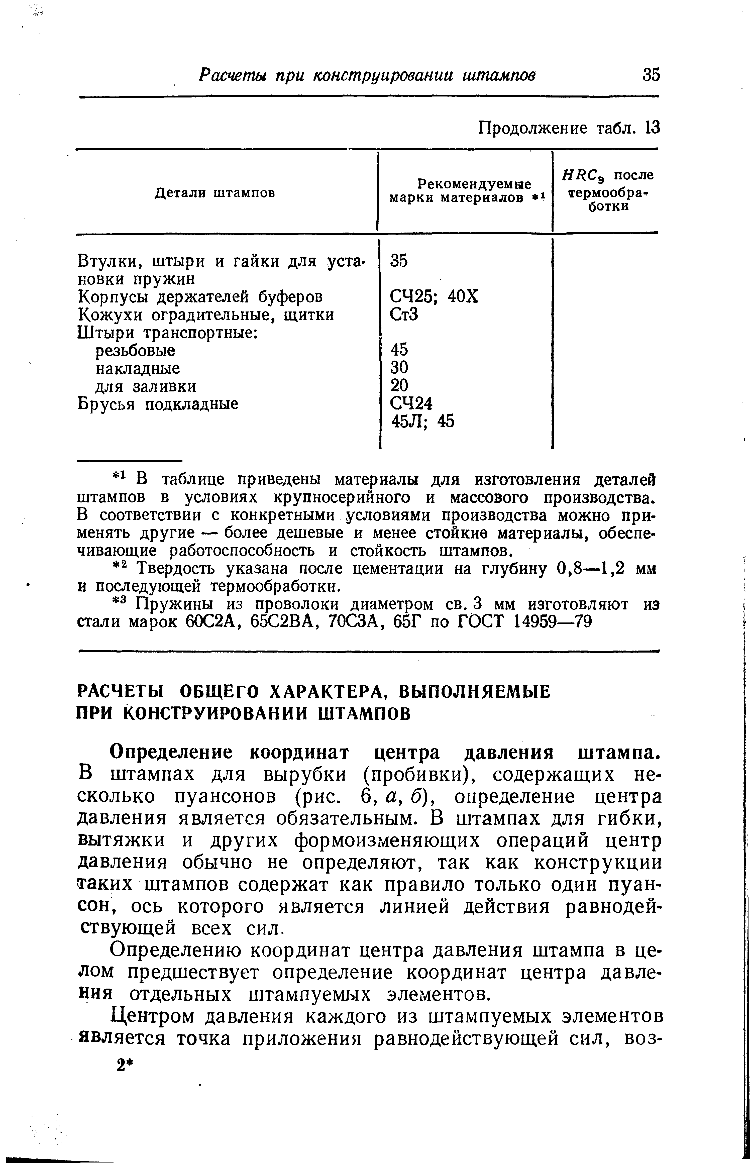 Определение координат центра давления штампа.
