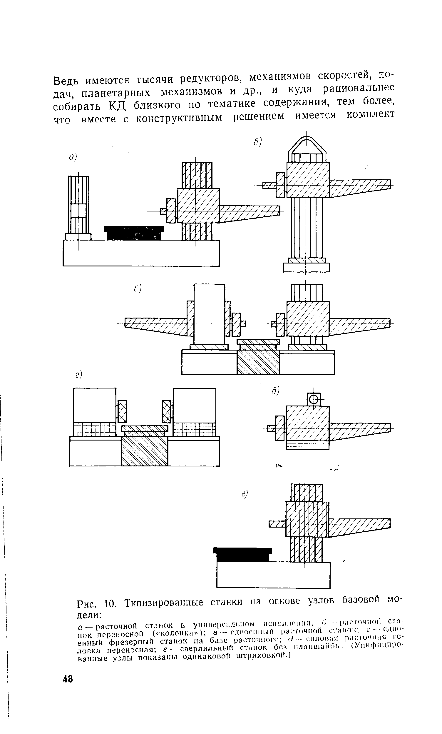 Рис. 10. Типизированные станки на основе узлов базовой модели 
