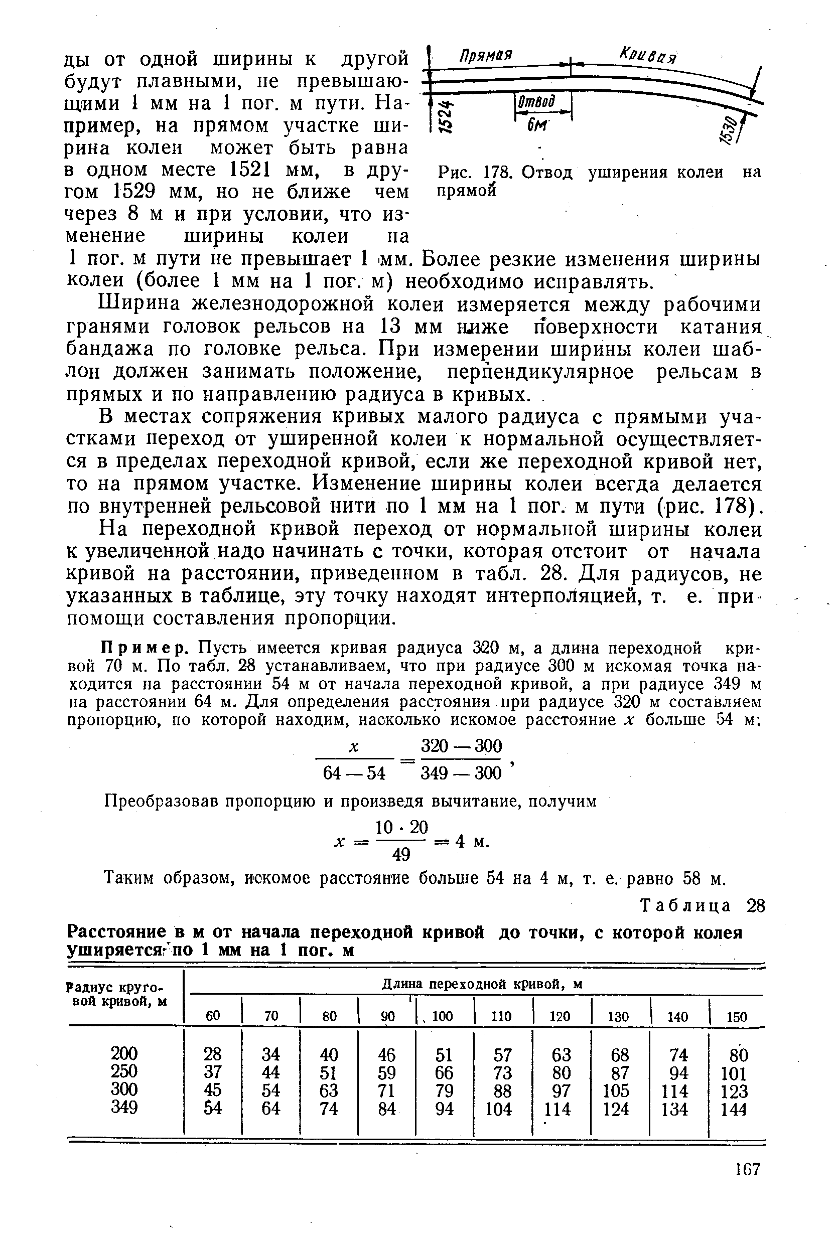 Номинальный размер ширины колеи на прямых