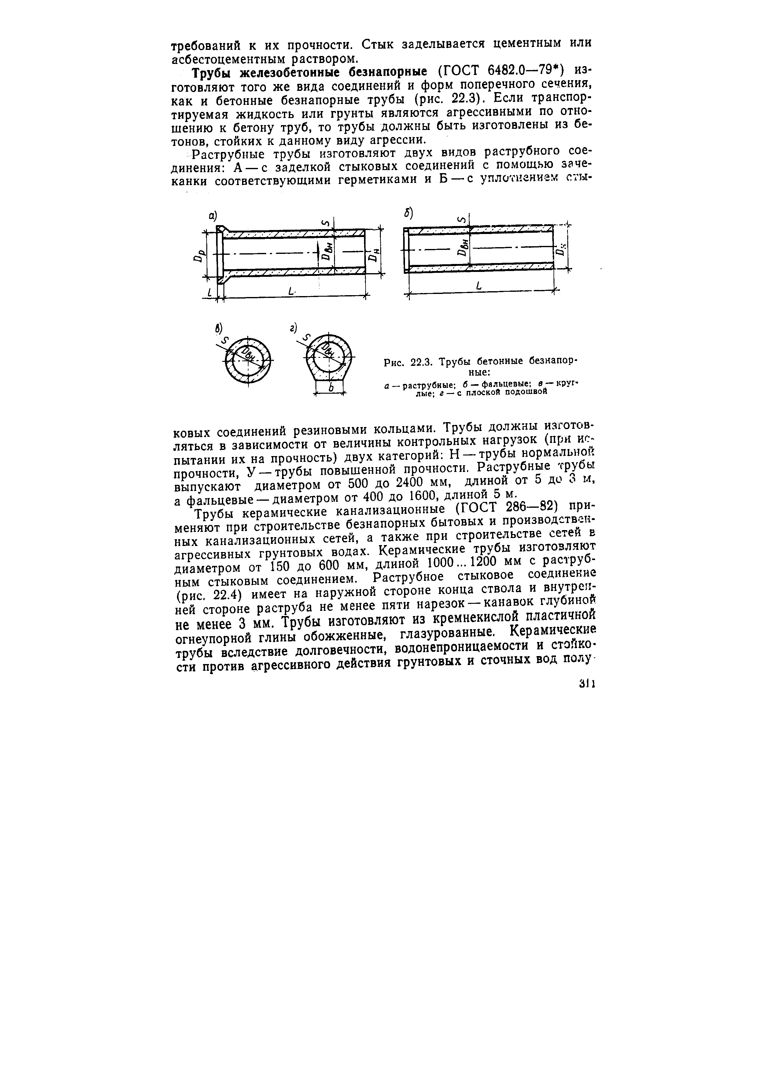 Рис. 22.3. <a href="/info/206177">Трубы бетонные</a> безнапорные 
