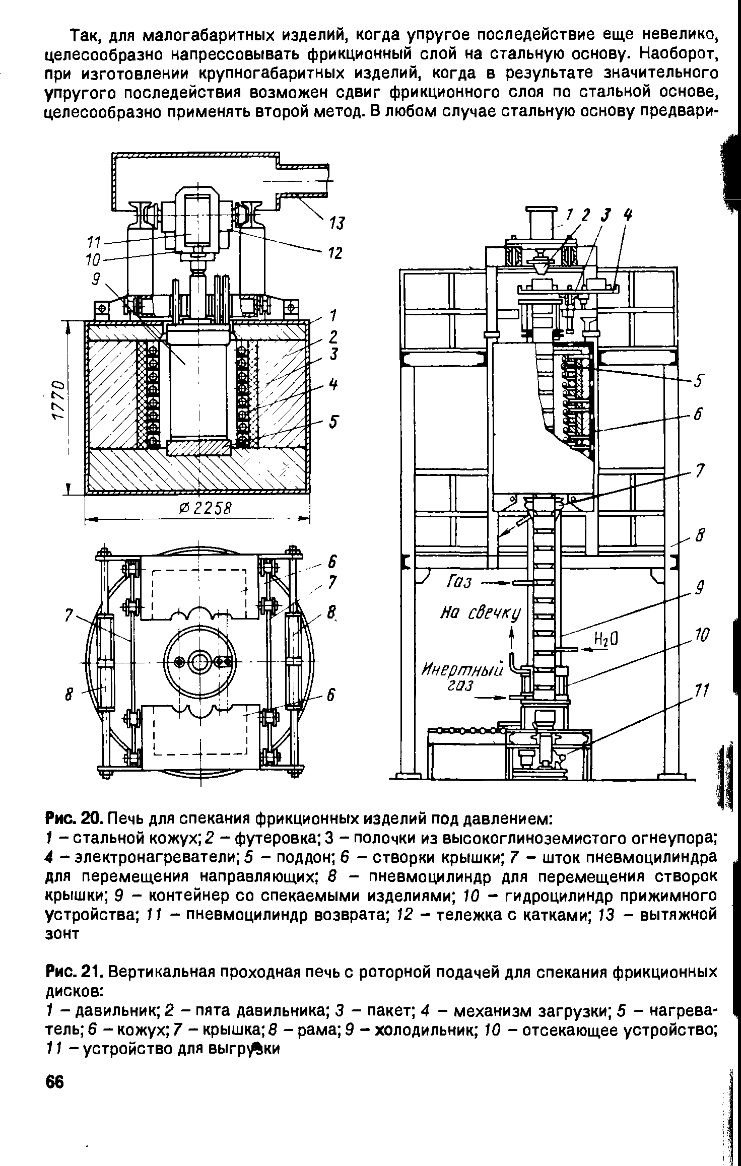 Рис. 21. Вертикальная проходная печь с роторной подачей для спекания фрикционных дисков 
