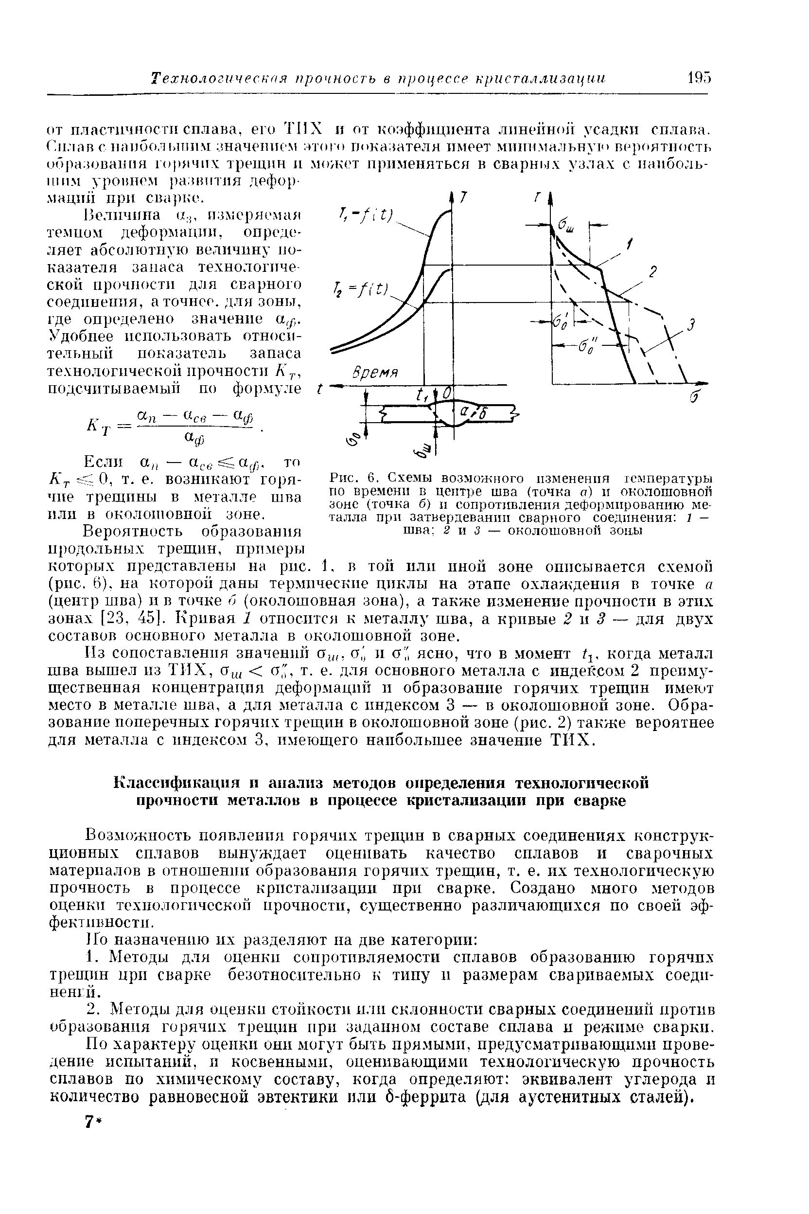 Возможиость появления горячих трещин в сварных соединениях конструкционных сплавов вынуждает оценивать качество сплавов и сварочных материалов в отношении образования горячих трещин, т. е. их технологическую прочность в процессе крпстализацип прп сварке. Создано много методов оценки технологической прочности, существенно различающихся по своей эффективности.
