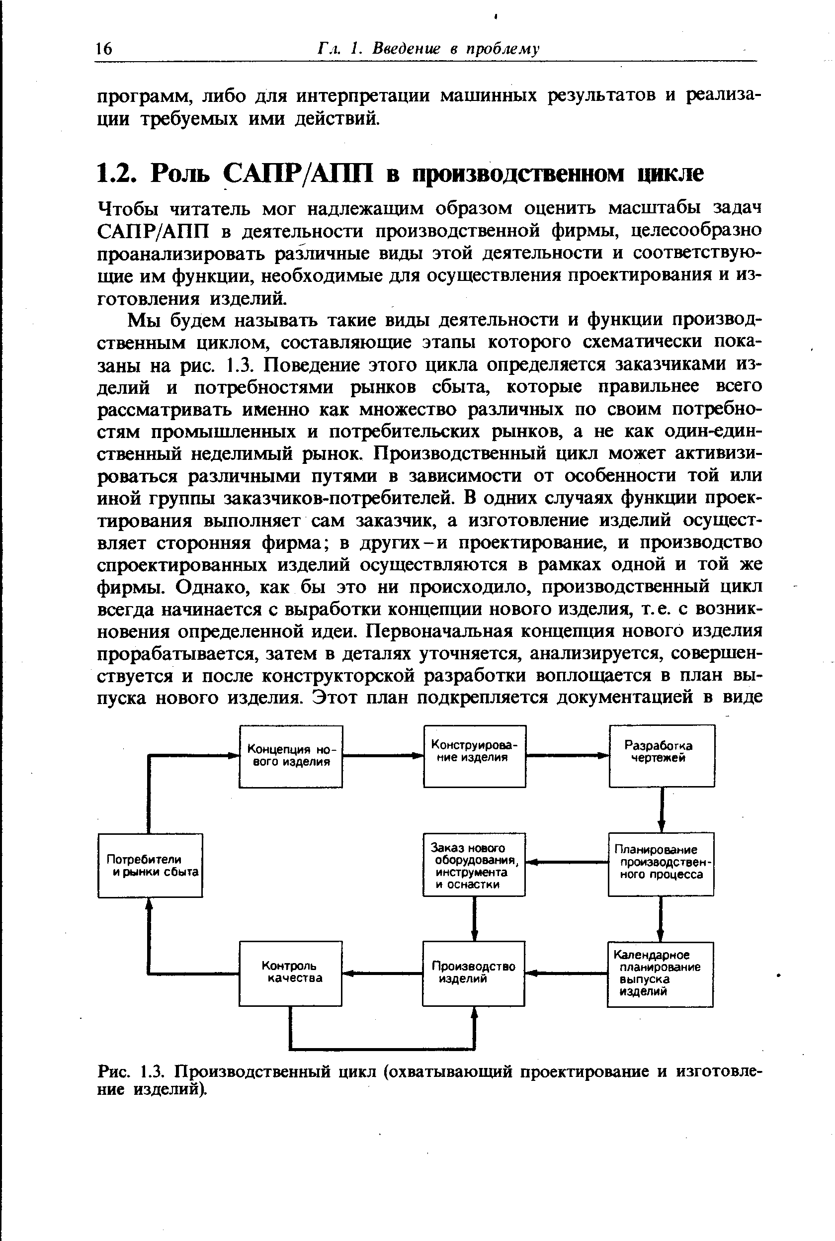 Чтобы читатель мог надлежащим образом оценить масштабы задач САПР/АПП в деятельности производственной фирмы, целесообразно проанализировать различные виды этой деятельности и соответствующие им функции, необходимые для осуществления проектирования и изготовления изделий.
