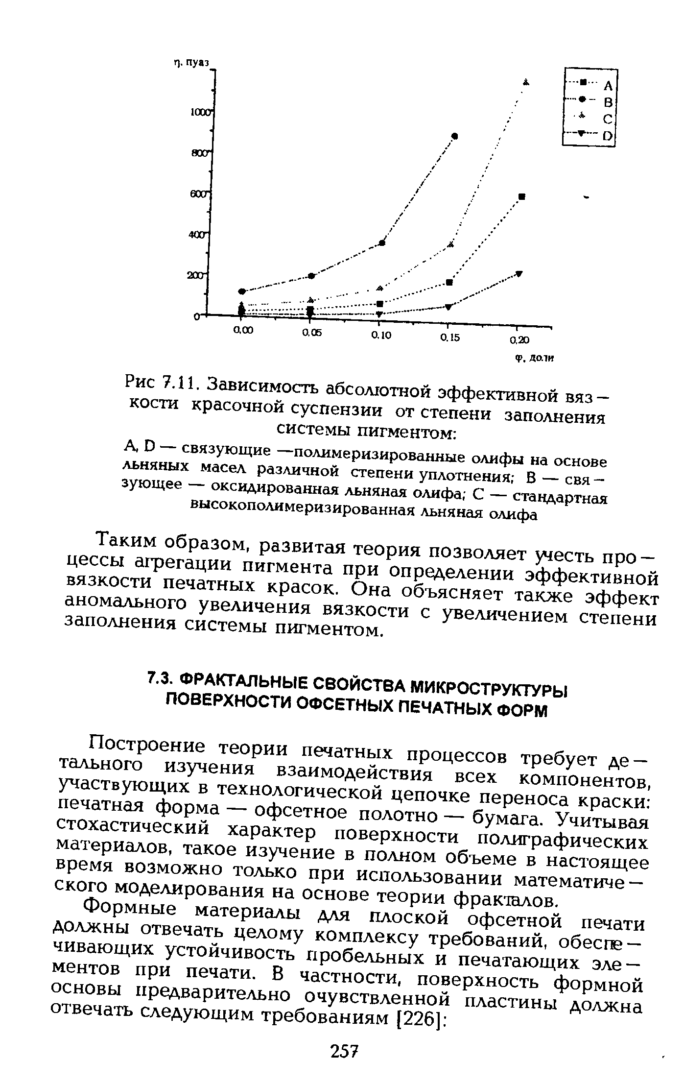 Построение теории печатных процессов требует детального изучения взаимодействия всех компонентов, участвующих в технологической цепочке переноса краски печатная форма — офсетное полотно — бумага. Учитывая стохастический характер поверхности полиграфических материалов, такое изучение в полном объеме в настоящее время возможно только при использовании математического моделирования на основе теории фракталов.
