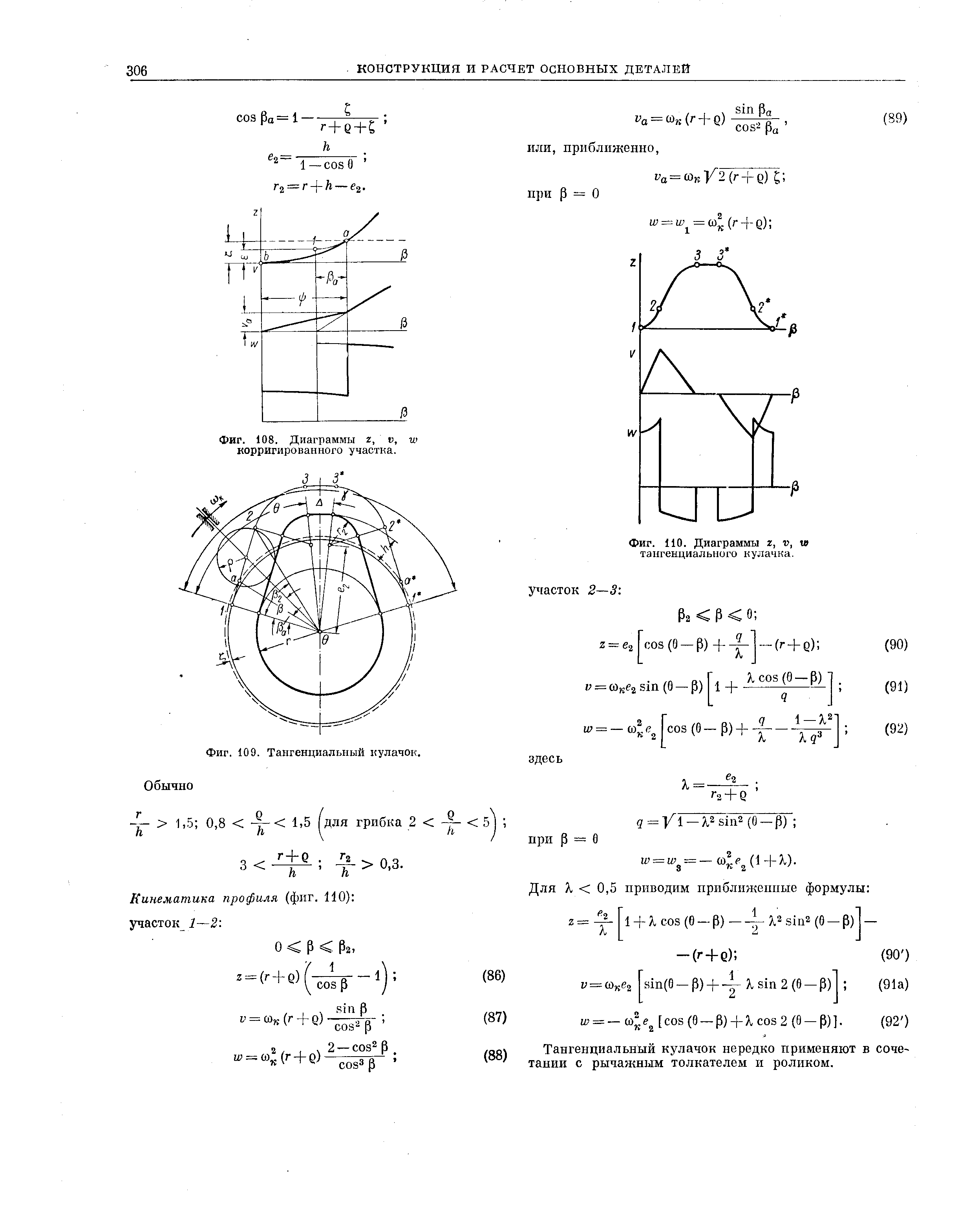 Фиг. 110. Диаграммы z, v, vo тангенциального кулачка.
