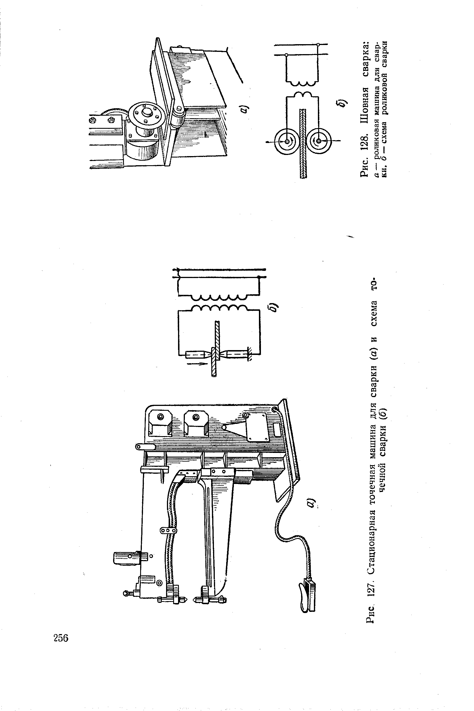 Рис. 127, Стационарная <a href="/info/200664">точечная машина</a> для сварки (а) и схема
