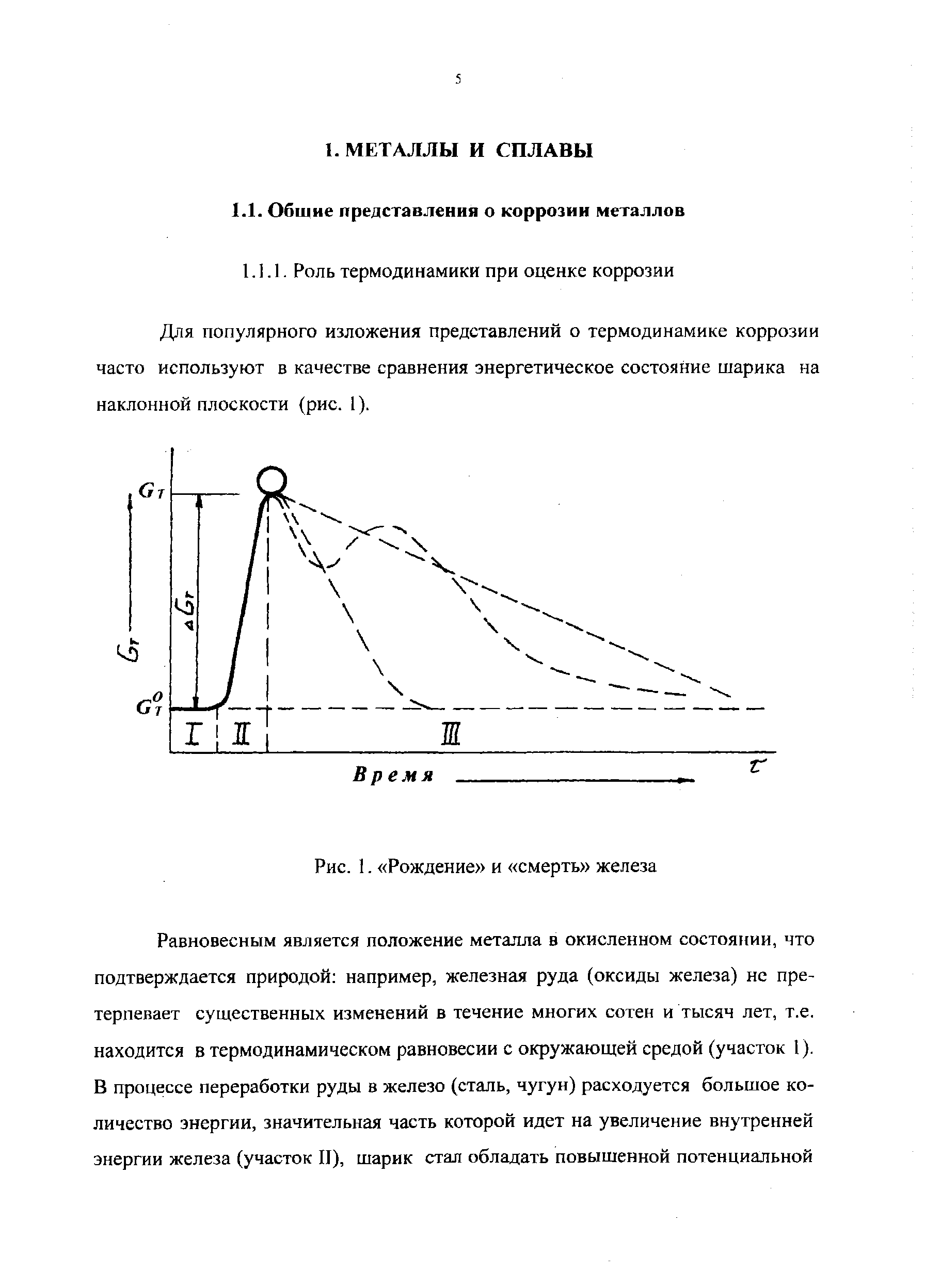 Для популярного изложения представлений о термодинамике коррозии часто используют в качестве сравнения энергетическое состояние шарика на наклонной плоскости (рис. I).
