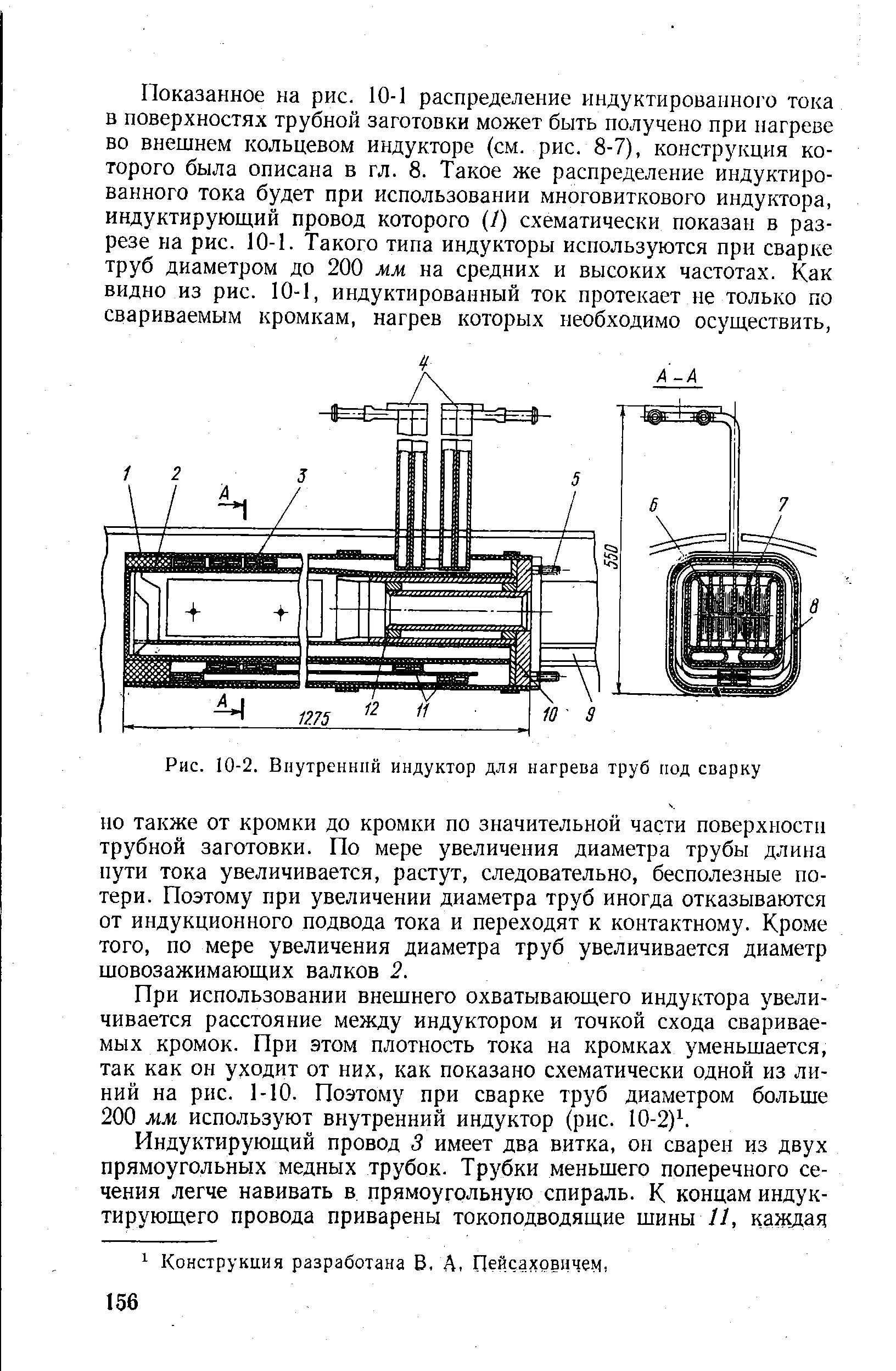 Рис. 10-2. Внутренний индуктор для нагрева труб под сварку
