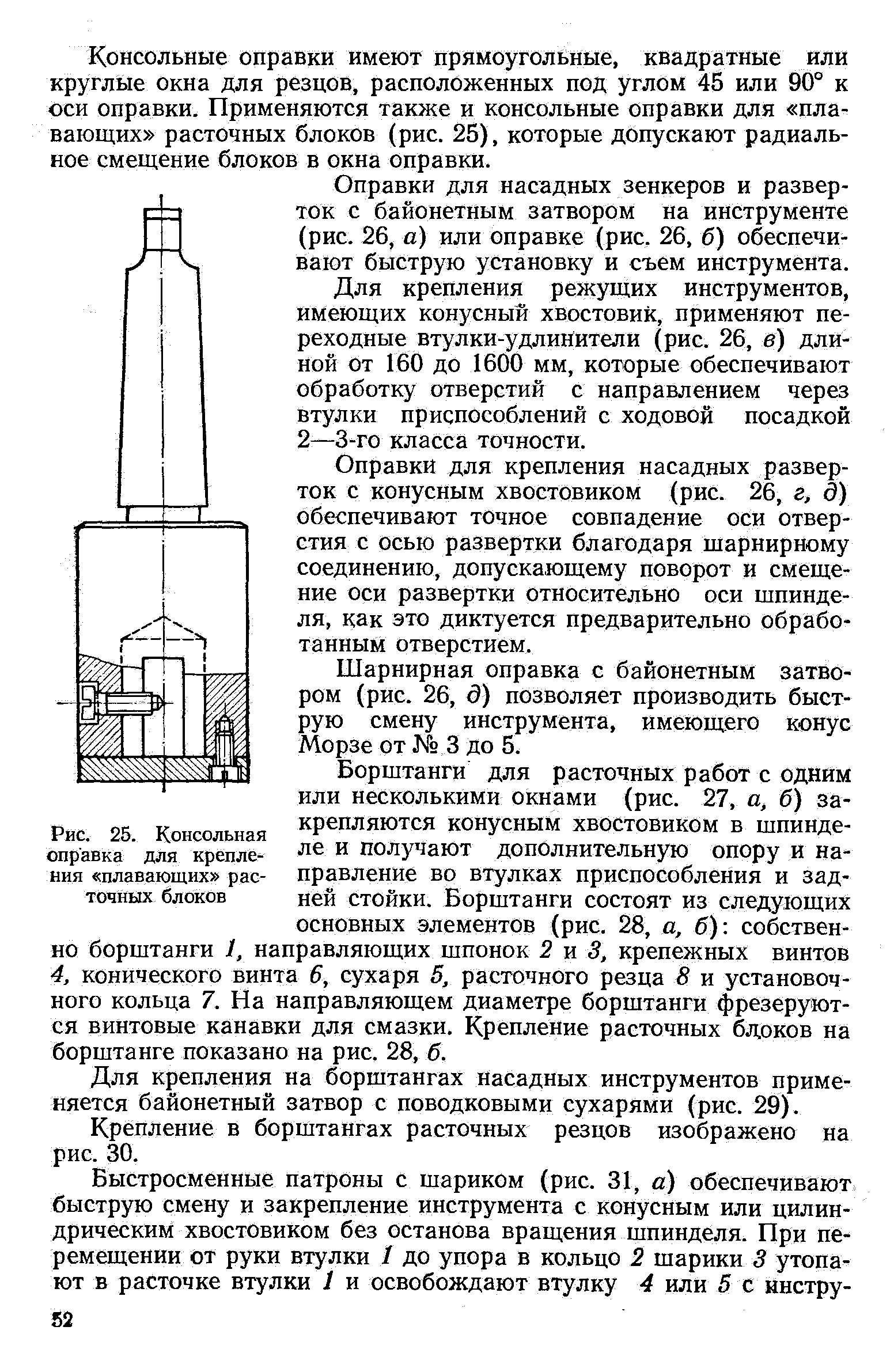 Рис. 25. Консольная оправка для крепления плавающих расточных блоков
