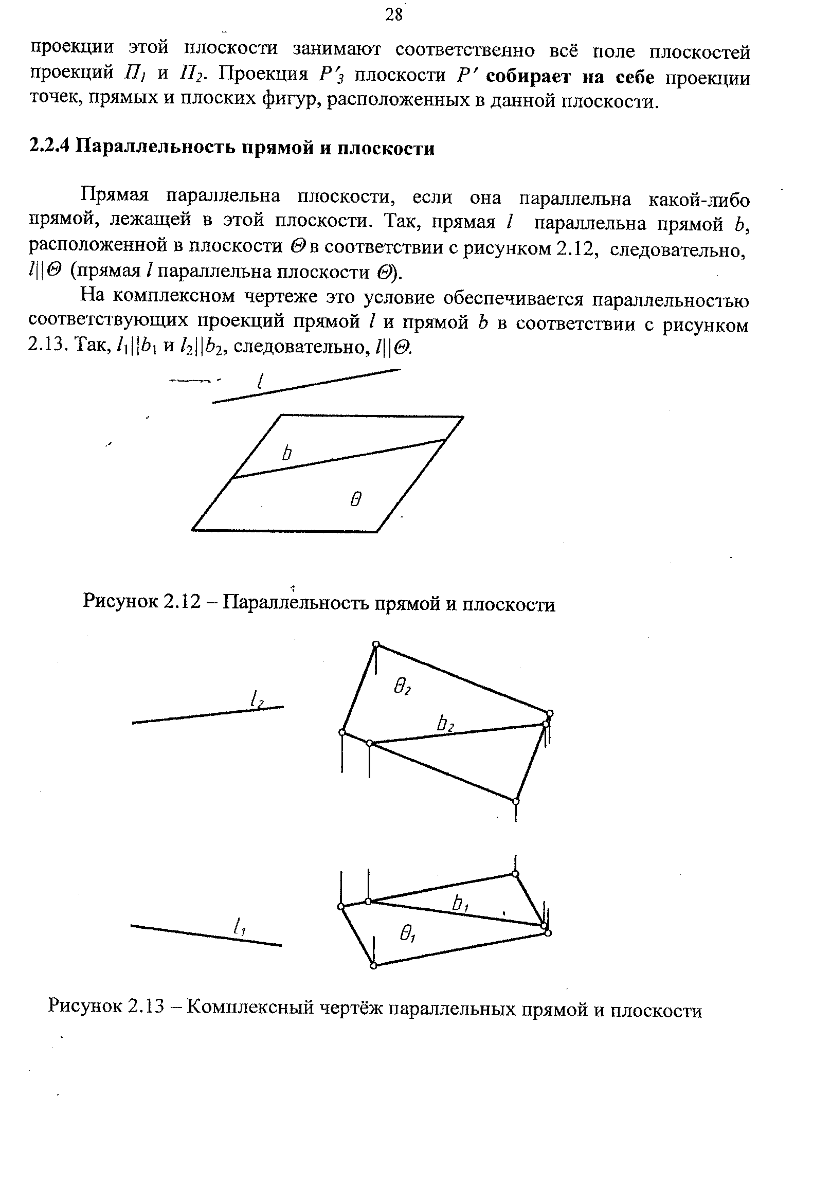 Чертеж параллельных прямых