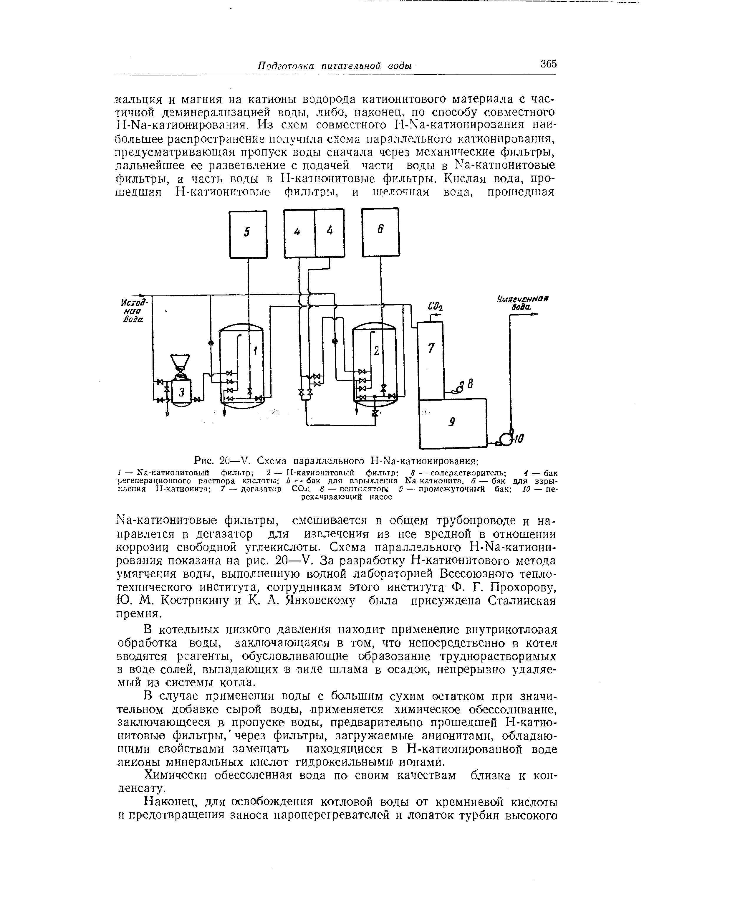 Рис. 20—V. Схема параллельного Н-Ма-катионирования 
