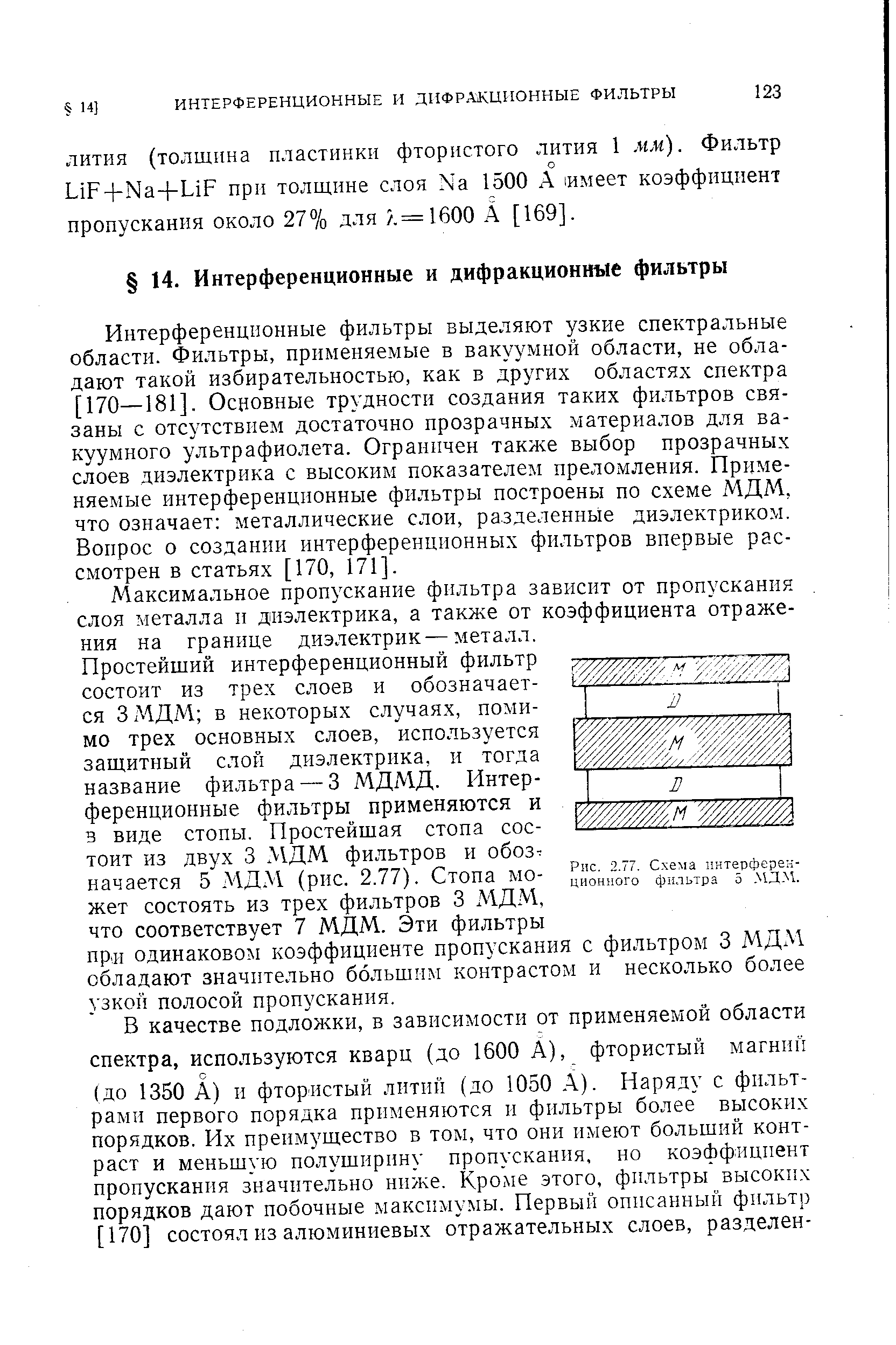 ЛИТИЯ (толщина пластинки фтористого лития 1. им). Фильтр Ь1р- -Ыа+иР при толщине слоя N3 1500 А имеет коэффициент пропускания около 27% для /.==1600 А [169].
