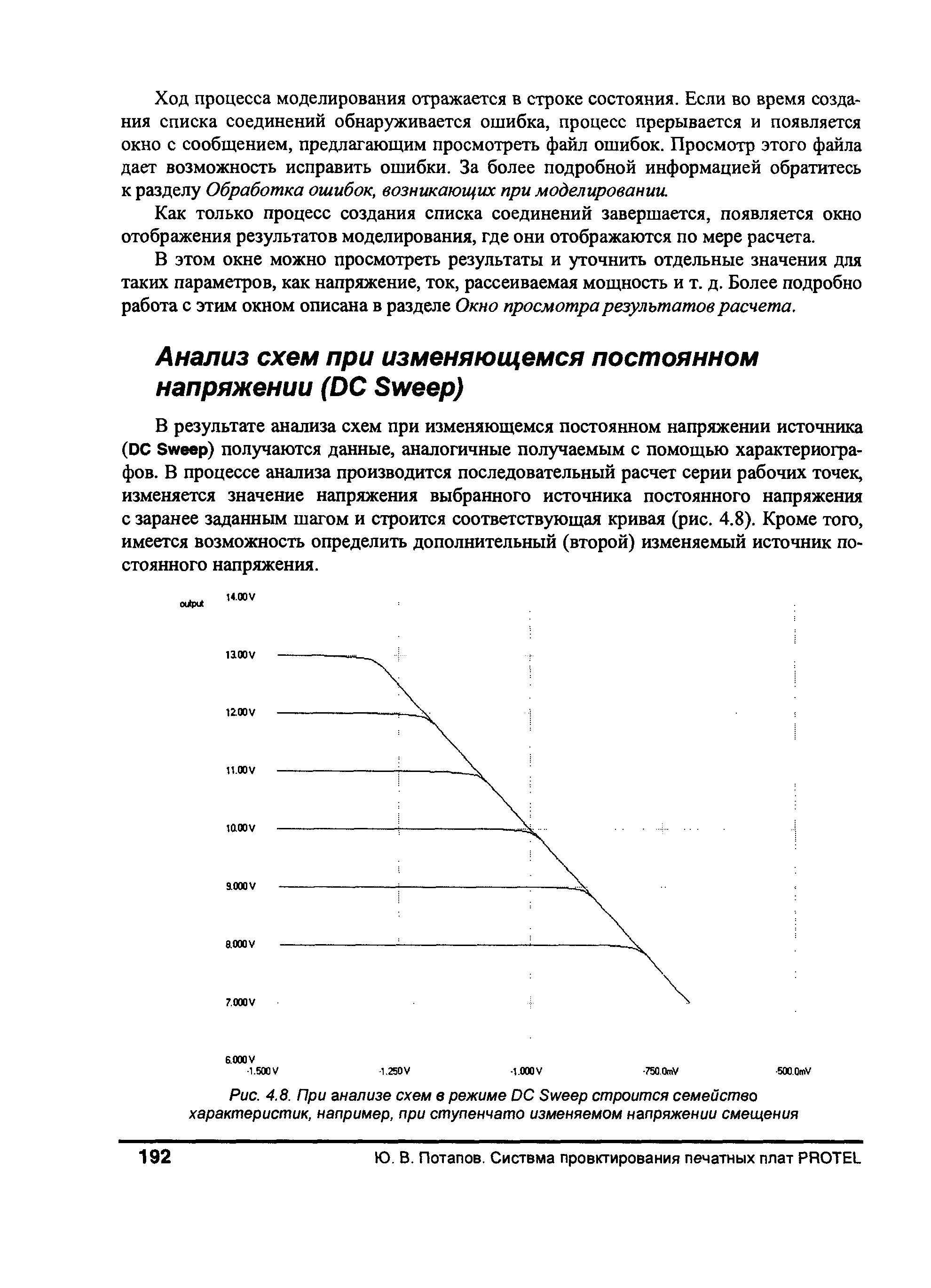 Рис. 4.8. При анализе схем в режиме D Sweep строится семейство характеристик, например, при ступенчато изменяемом напряжении смещения
