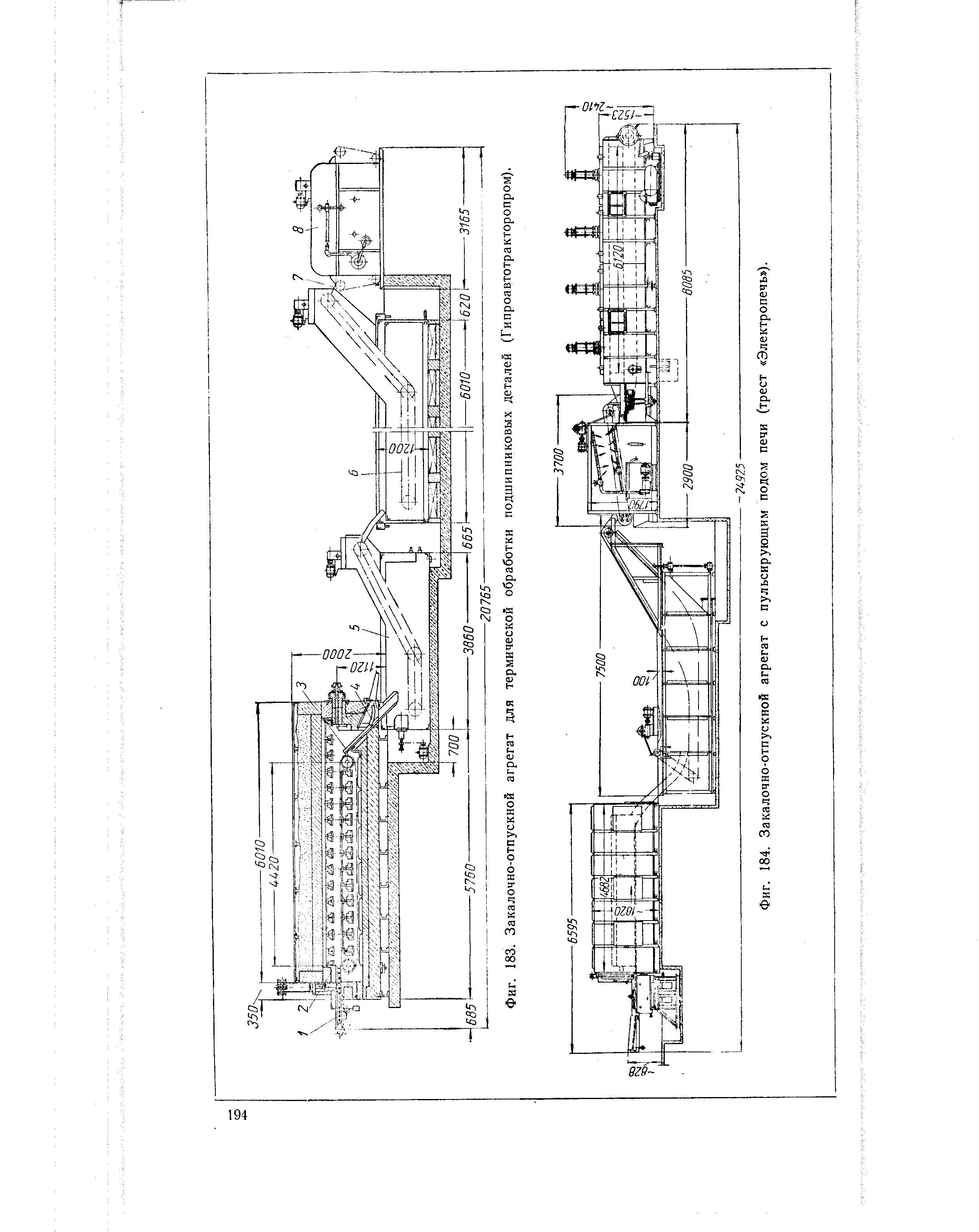 Фиг. 184. Закалочно-отпускной агрегат с пульсирующим подом печи (трест Электропечь ).
