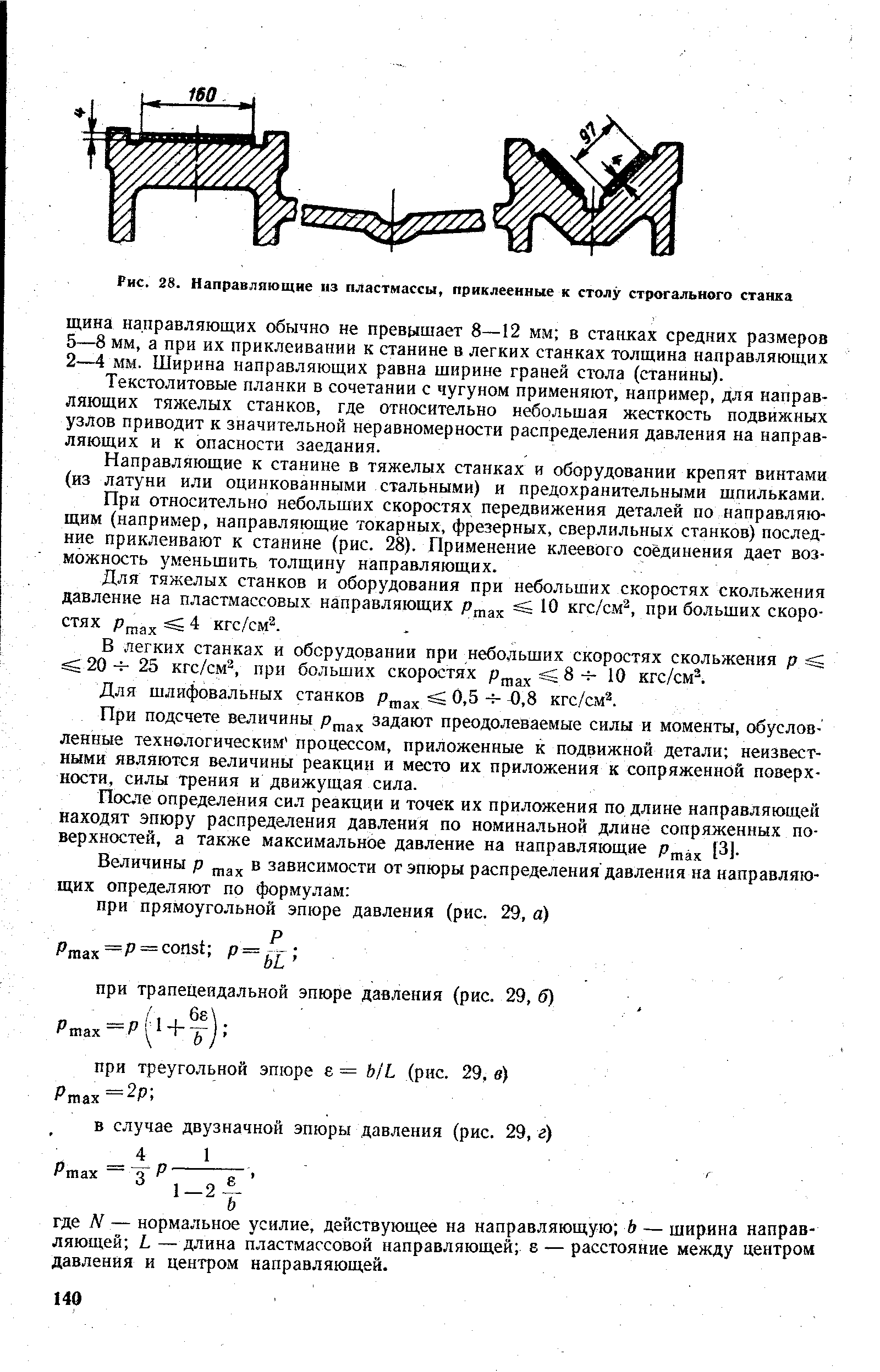 Рис. 28. Направляющие из пластмассы, приклеенные к <a href="/info/454127">столу строгального</a> станка
