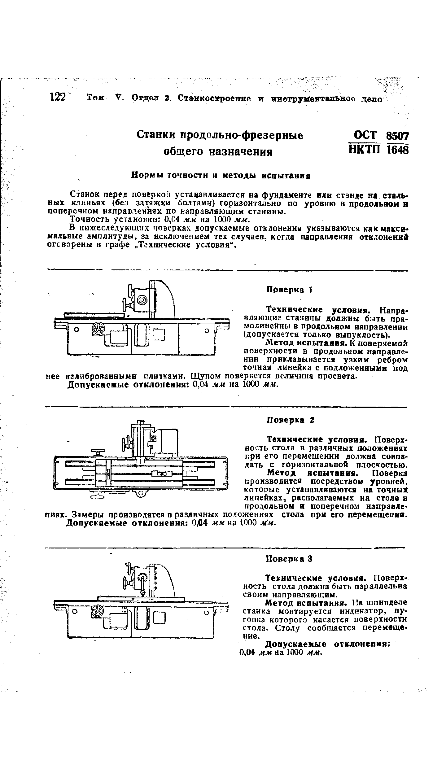 В нижеследующих поверках допускаемые отклонения указываются как максимальные амплитуды, за исключением тех случаев, когда направления отклонений оговорены в графе. Технические условия .
