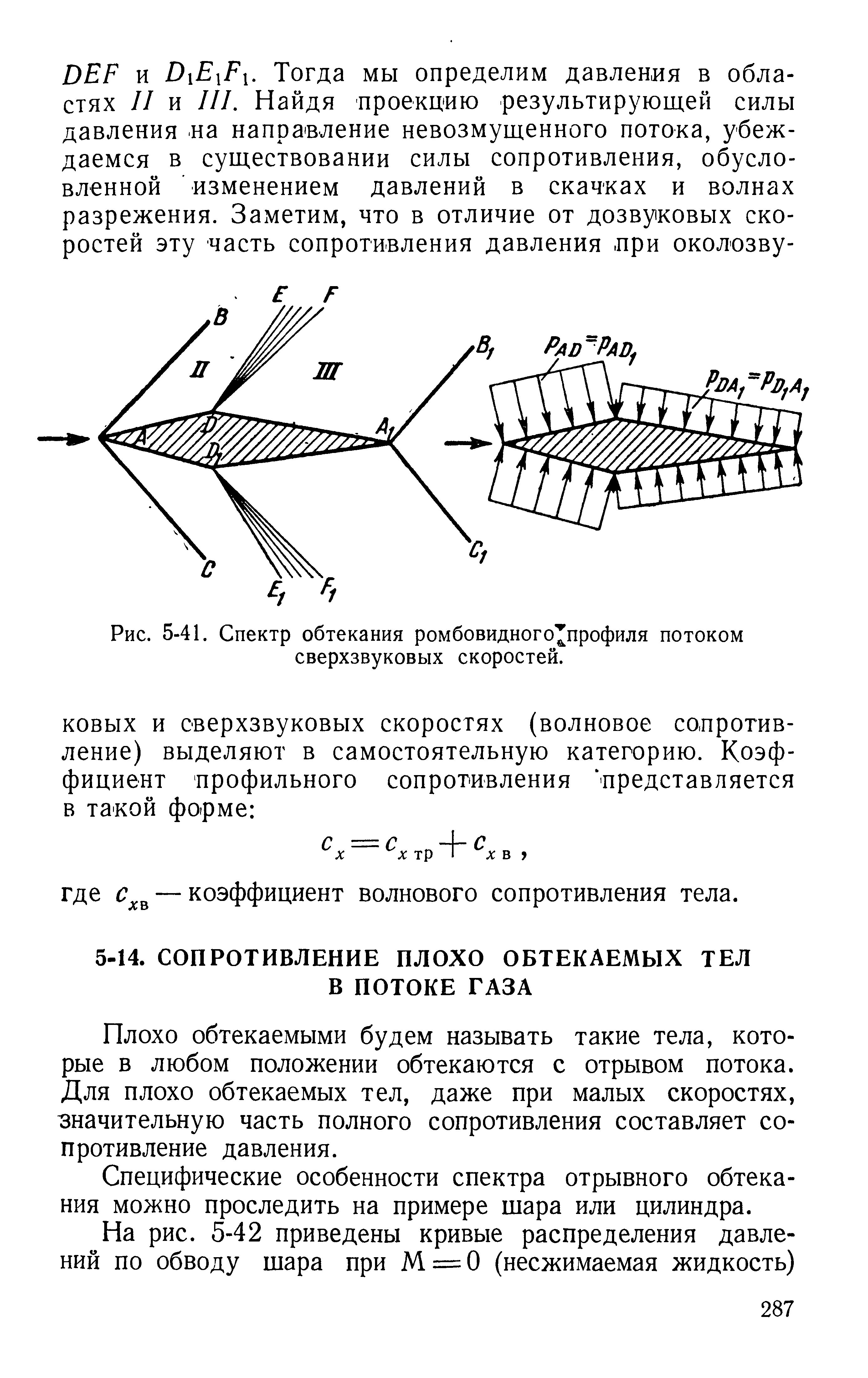 Плохо обтекаемыми будем называть такие тела, которые в любом положении обтекаются с отрывом потока. Для плохо обтекаемых тел, даже при малых скоростях, значительную часть полного сопротивления составляет сопротивление давления.
