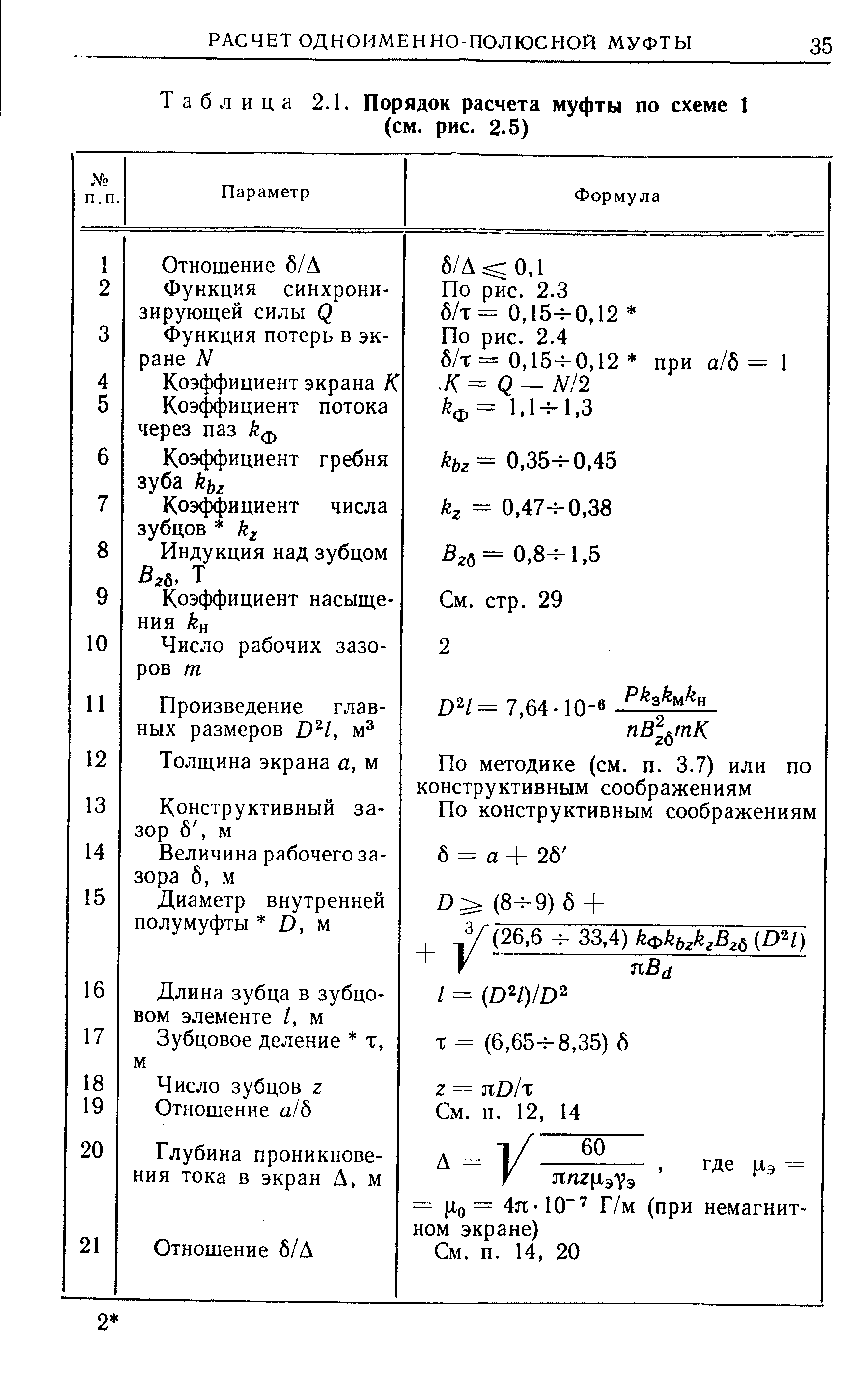 Таблица 2.1. Порядок расчета муфты по схеме 1 (см. рис. 2.5)
