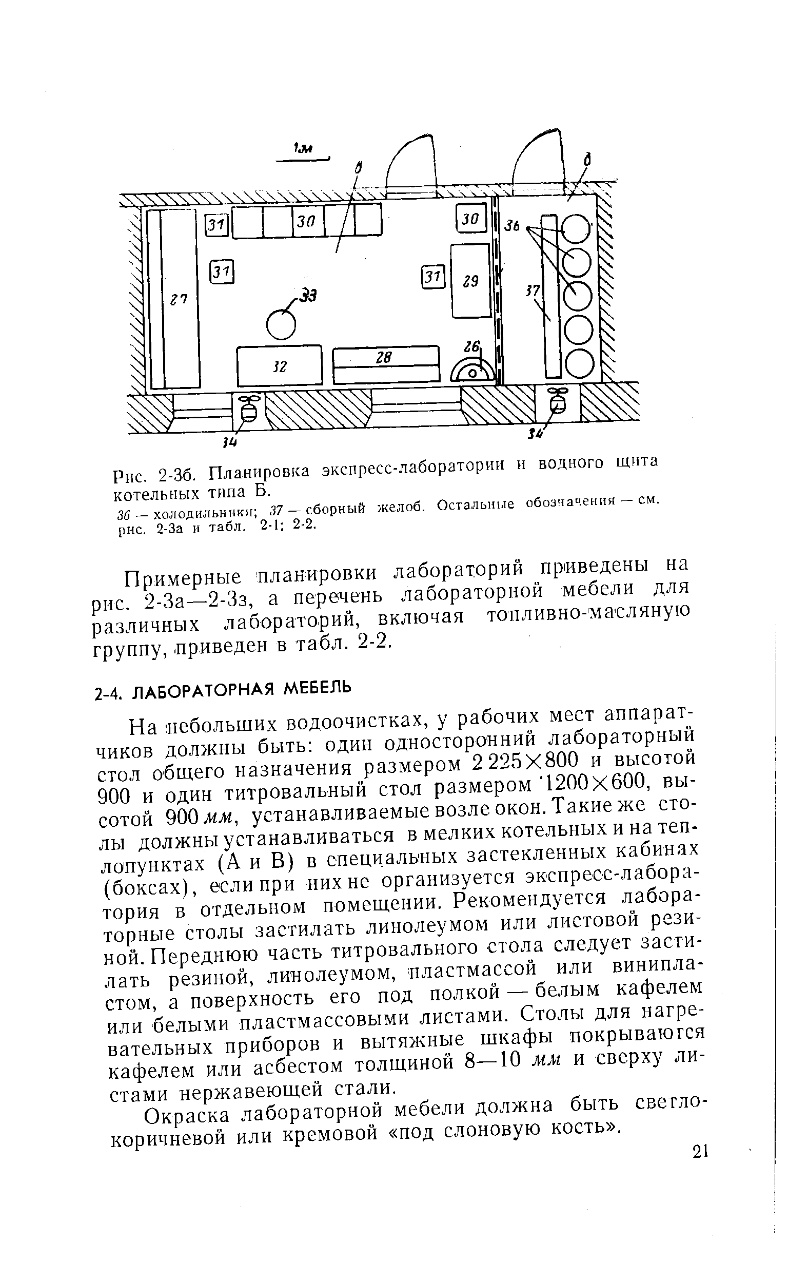 Рис. 2-36. Планировка <a href="/info/268732">экспресс-лаборатории</a> н водного щлта котельных типа Б.
